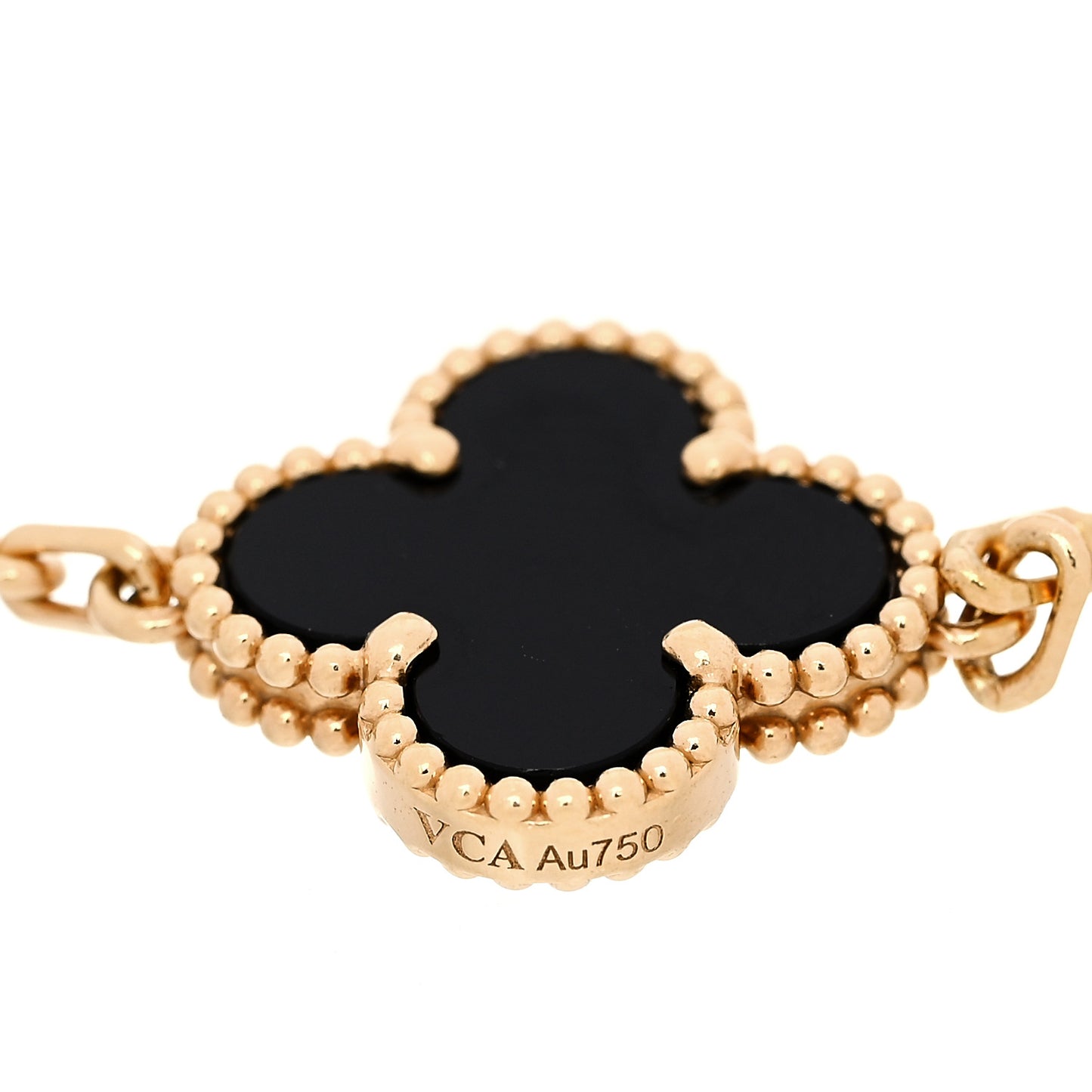 18K Yellow Gold Black Onyx 5 Motifs Vintage Alhambra Bracelet