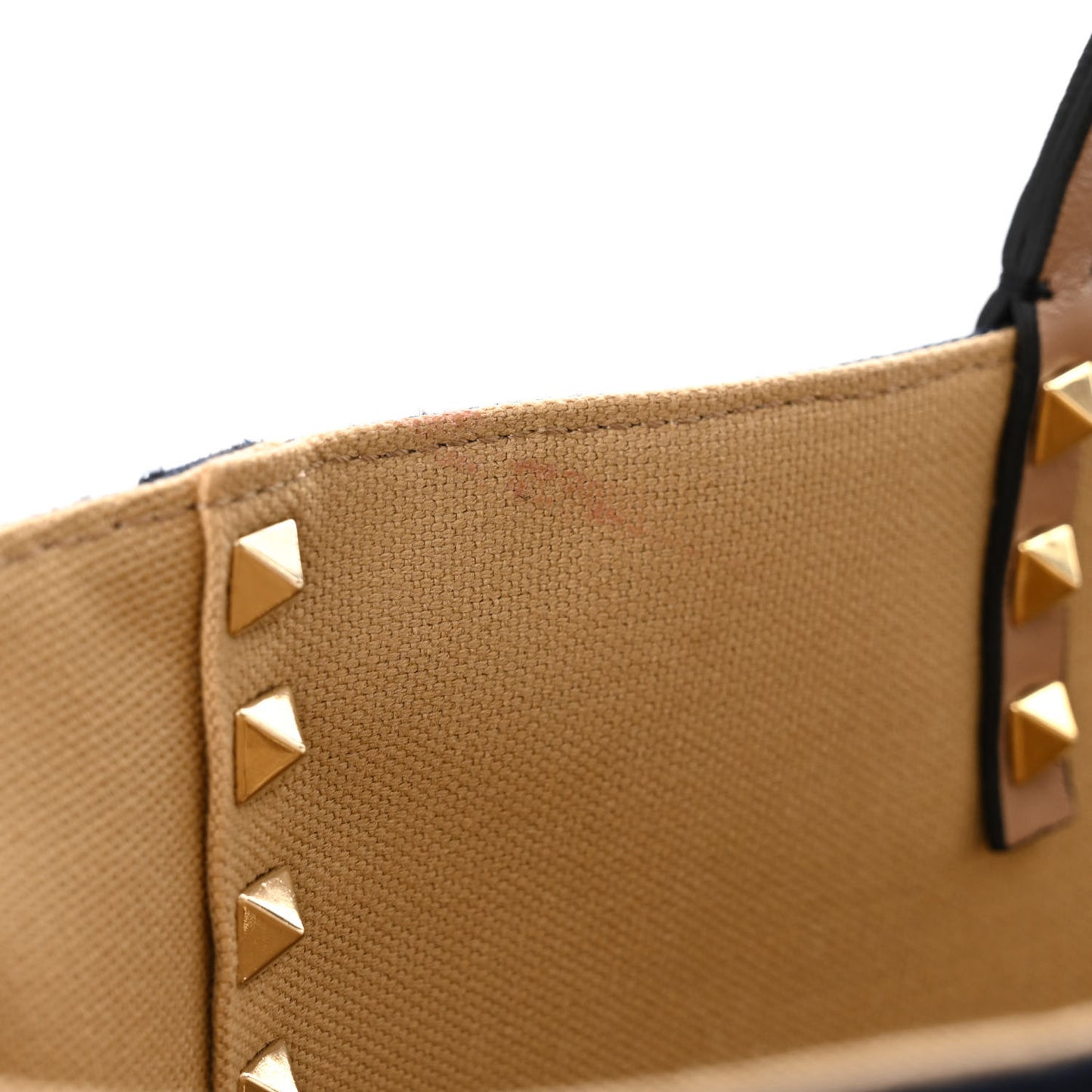 Canvas Medium Rockstud Reversible Tote Navy Blue Beige