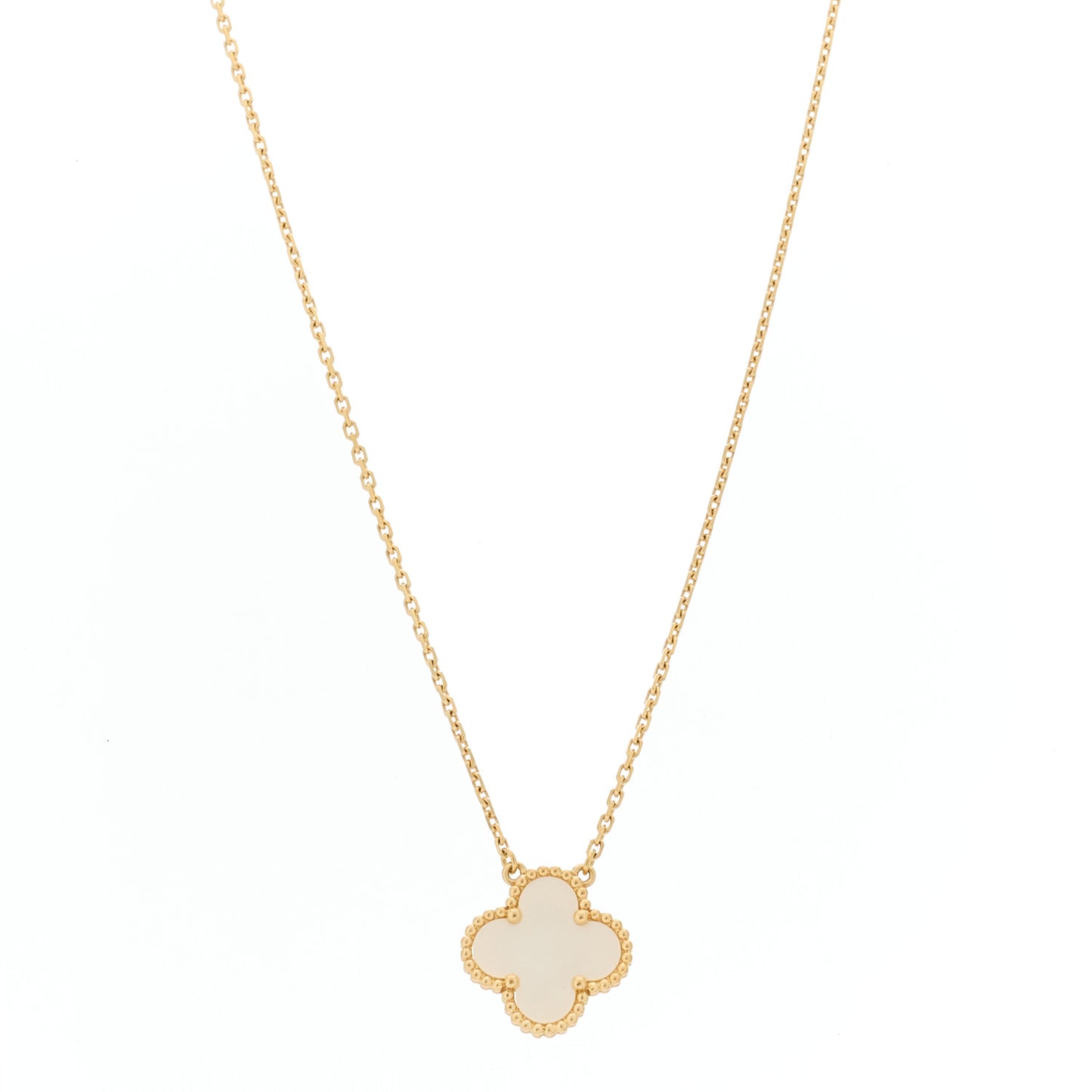 18K Yellow Gold Mother of Pearl Vintage Alhambra Pendant Necklace