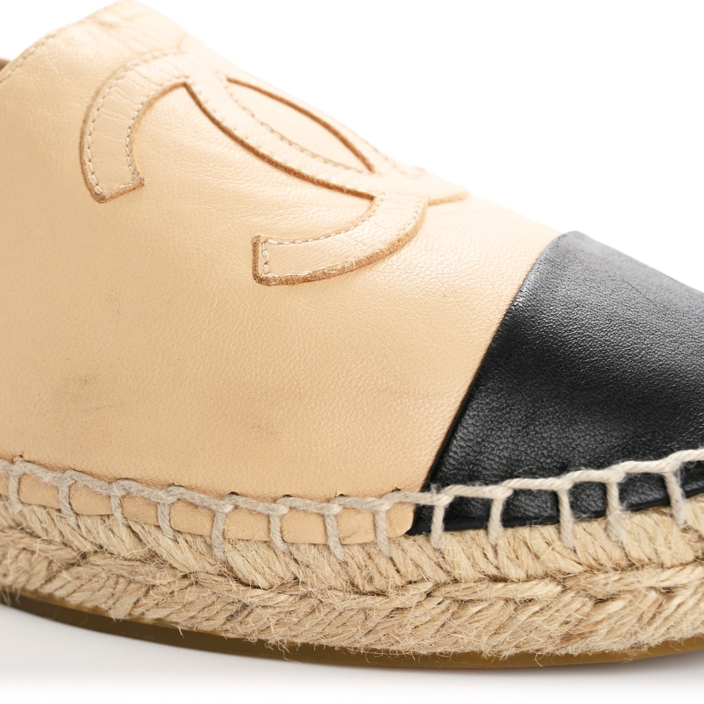 Lambskin CC Espadrilles 36 Beige Black