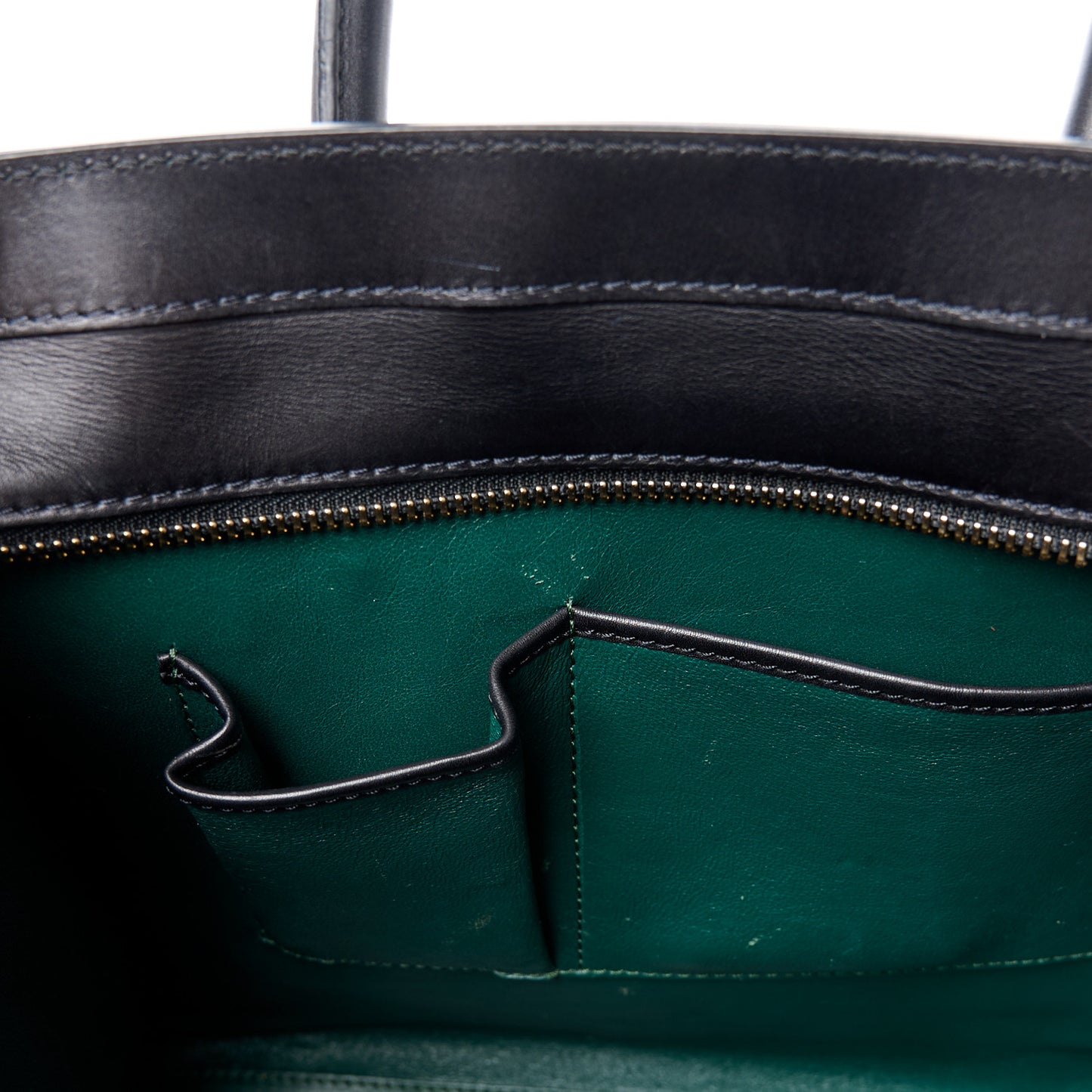 Smooth Calfskin Mini Bi-Color Luggage Forest Black
