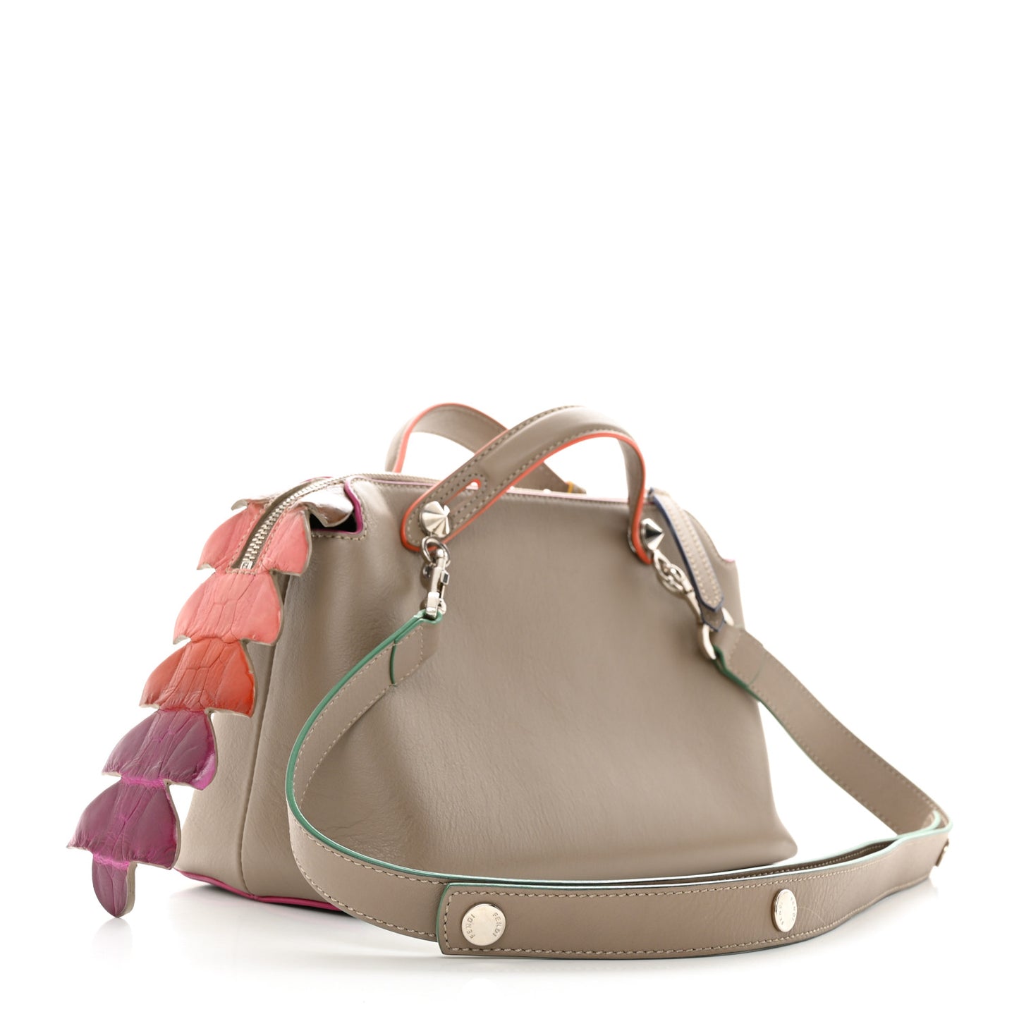 Vitello Dolce Croc Tail Medium By The Way Boston Bag Tortora Orange Pink