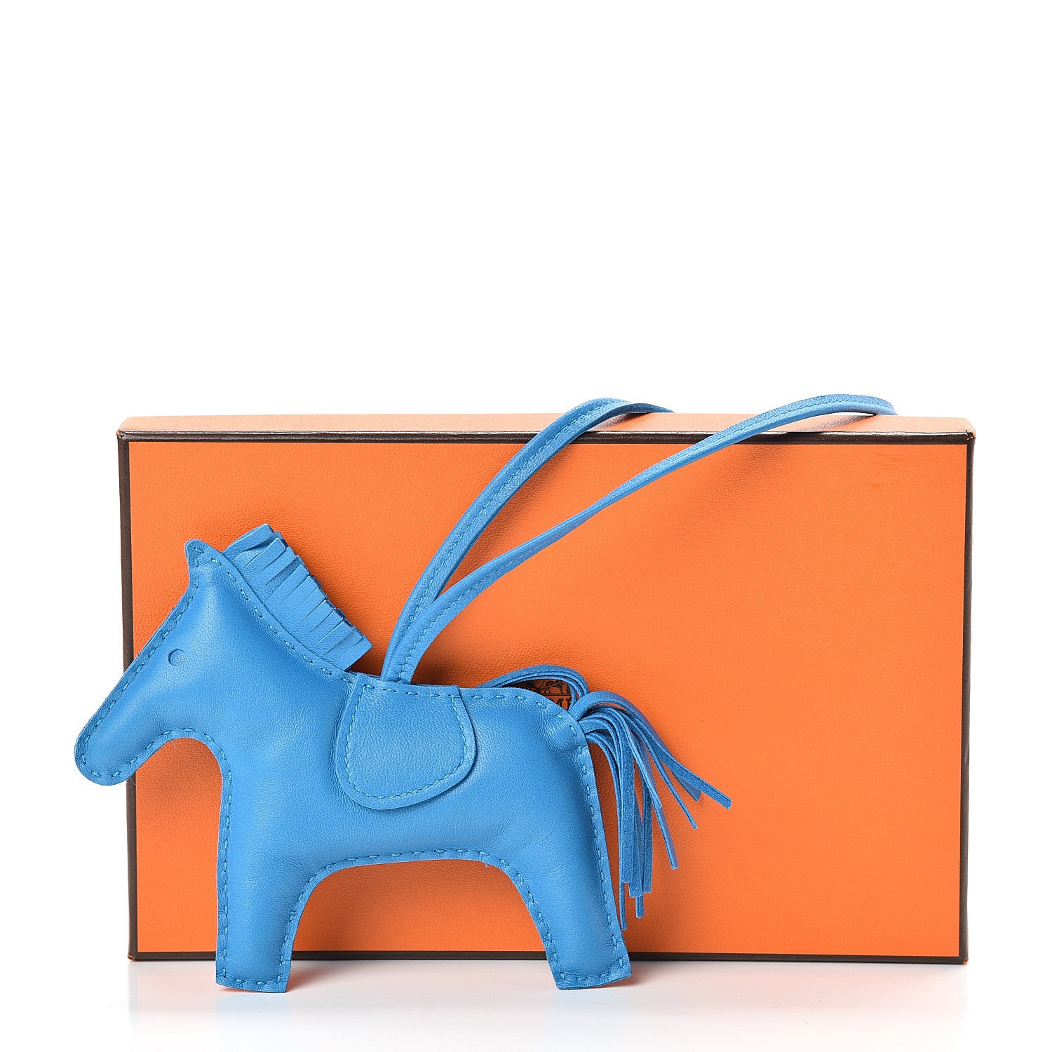 Hermes Milo Lambskin Grigri Rodeo Horse Bag Charm MM Bleu Zanzibar 5 of 5