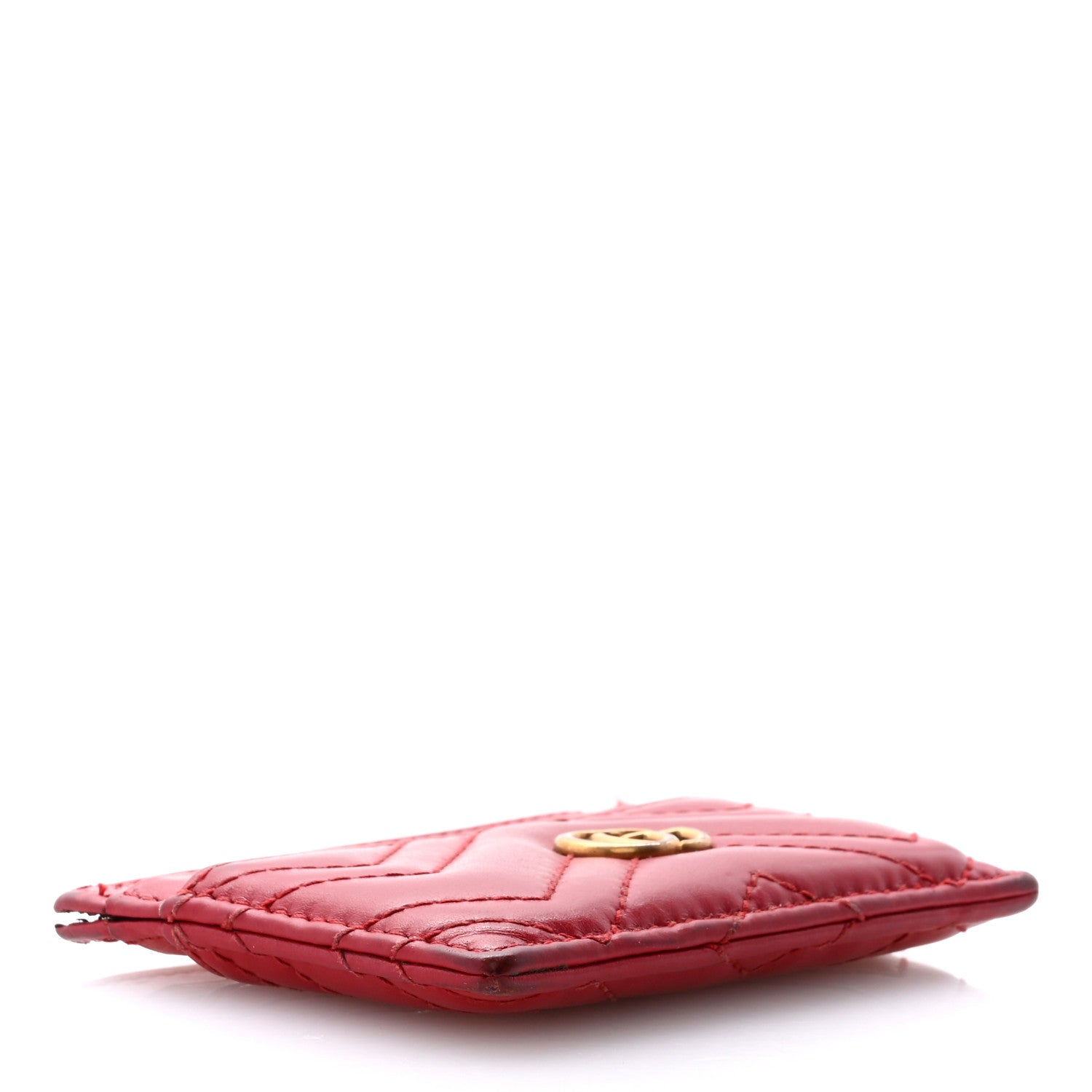 Gucci Calfskin Matelasse GG Marmont Card Holder Hibiscus Red 4 of 18