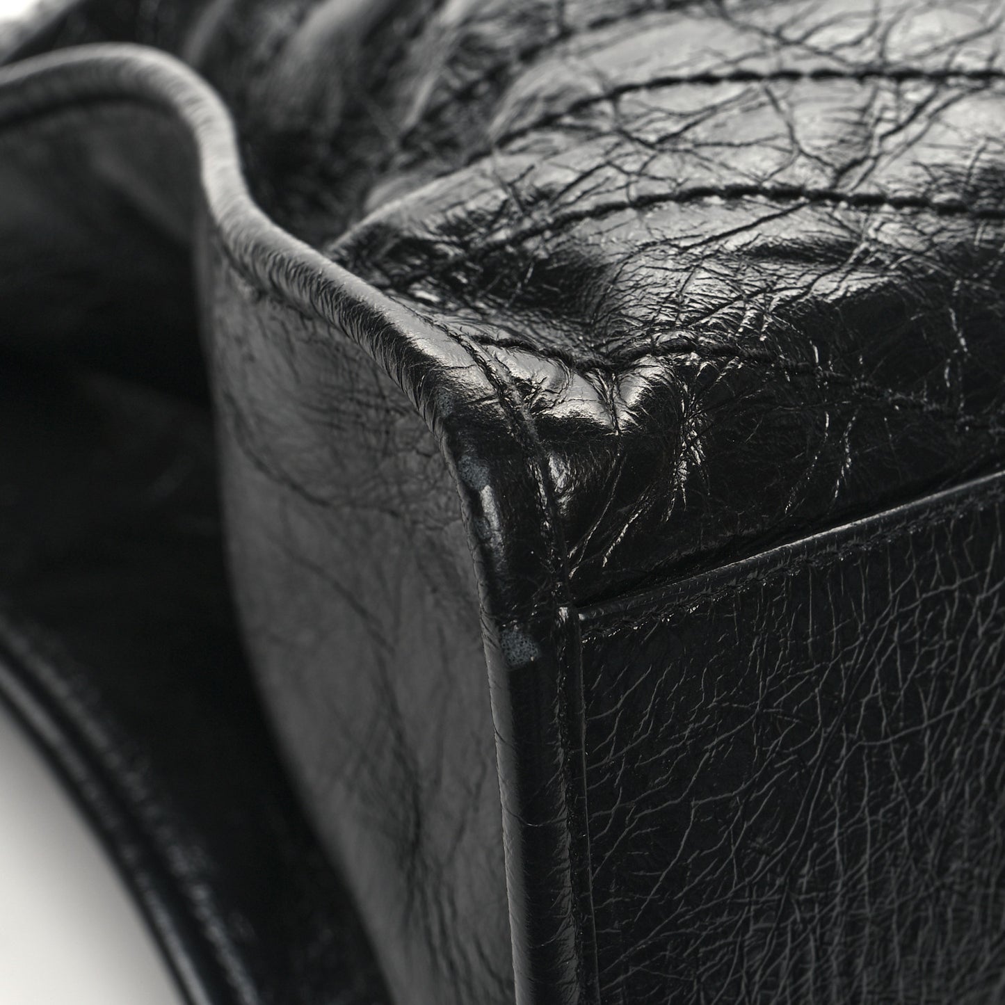 Crinkled Calfskin Matelasse Monogram Large Niki Shopper Tote Black