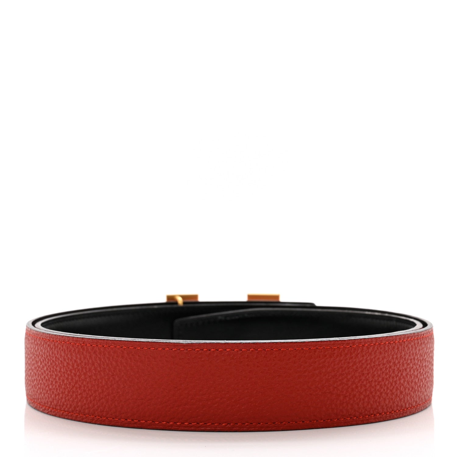 Hermes Box Togo 32mm H Belt 95 38 Black Vermillion 2 of 7
