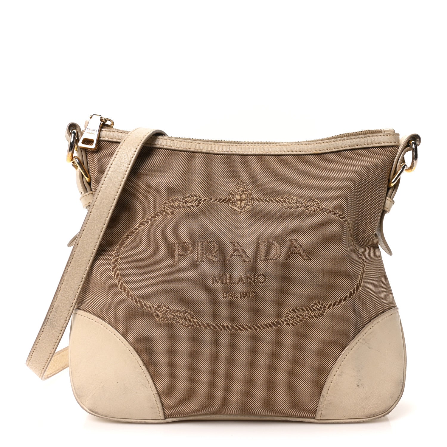Prada Jacquard Logo Shoulder Bag Corda Cera 1809785 – FASHIONPHILE