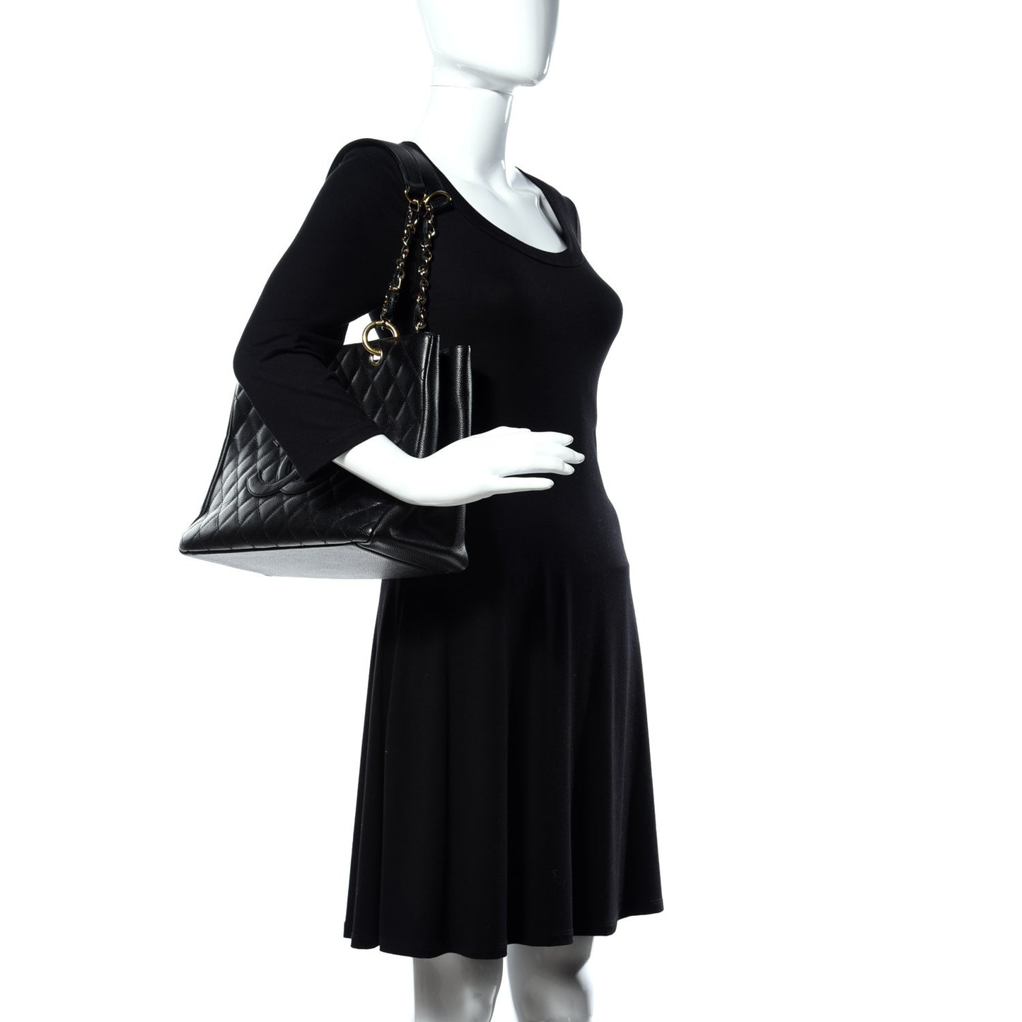 Caviar Quilted Grand Shopping Tote GST Black