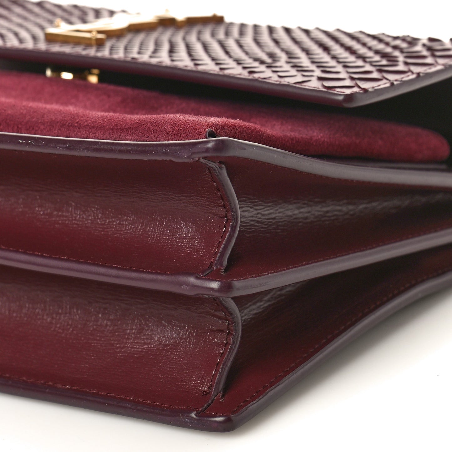 Calfskin Snakeskin Suede Medium Monogram Sunset Burgundy