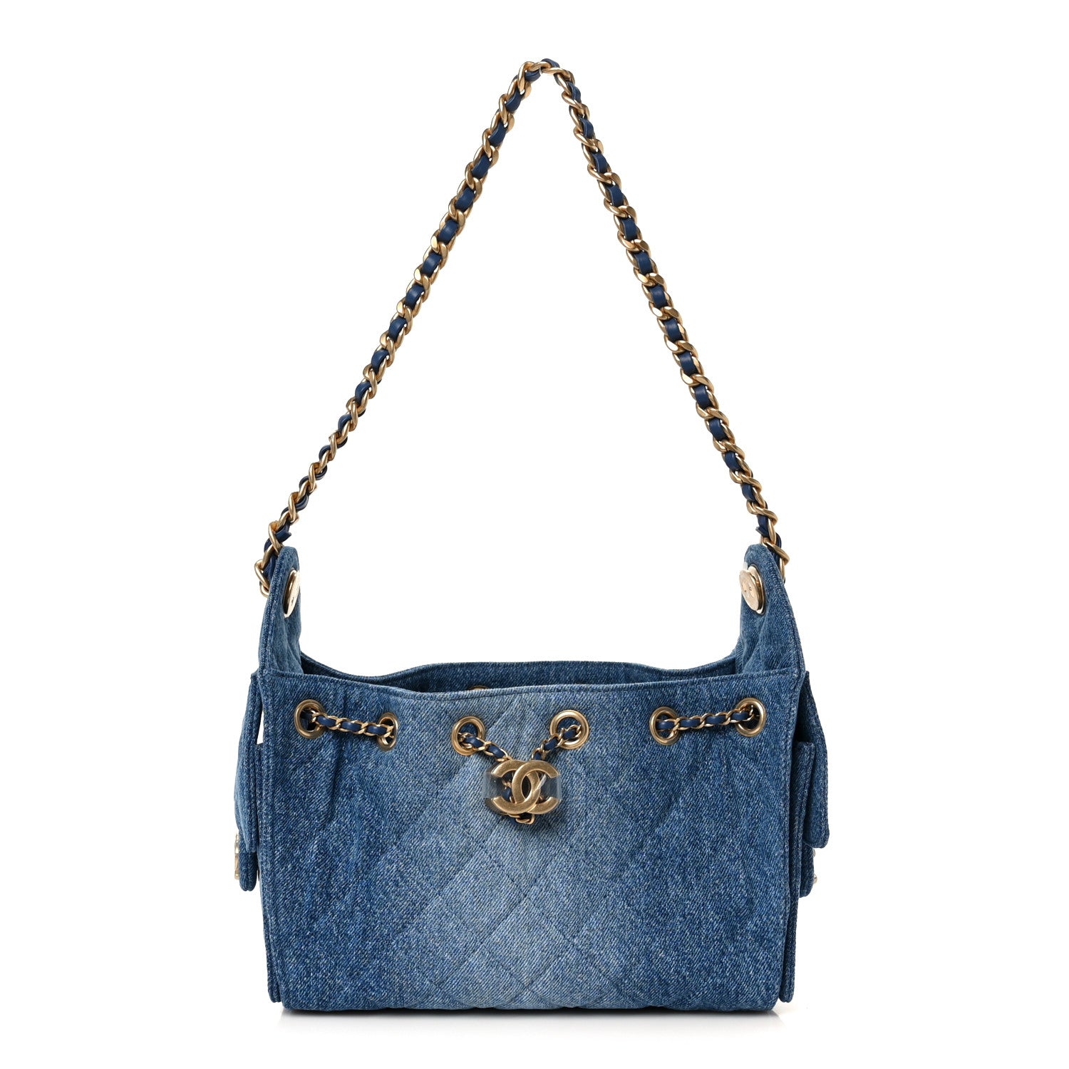 Chanel Washed Denim Quilted Mini Chanel 25 Handbag Blue 1820297