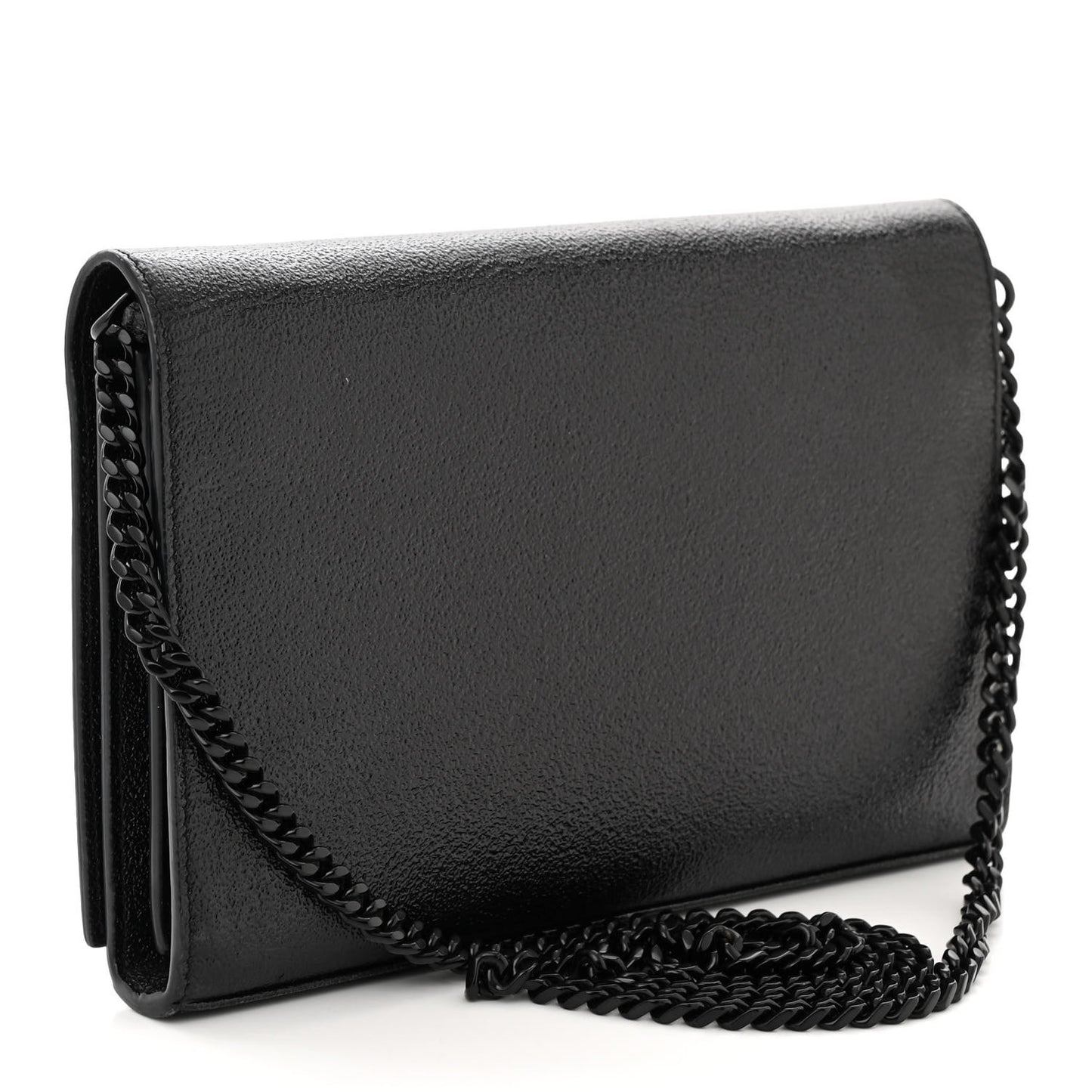 Grained Metallic Calfskin Monogram Chain Wallet Black
