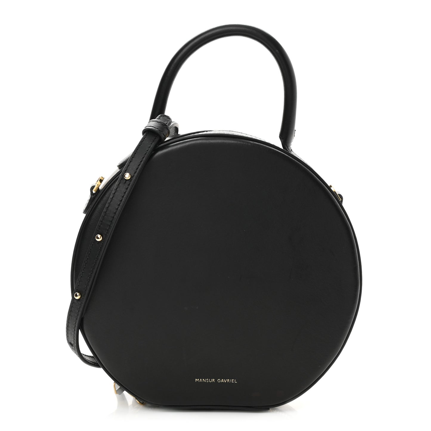 Calfskin Circle Crossbody Bag Black