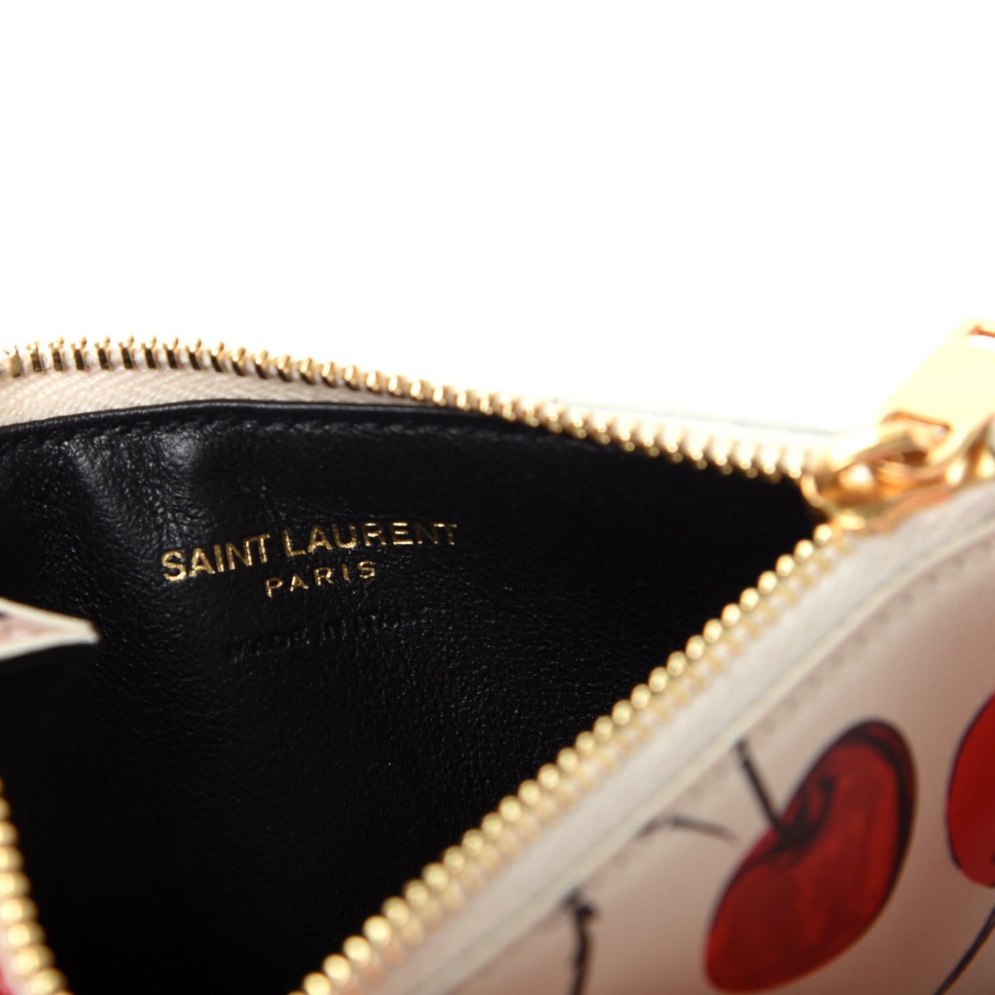 Calfskin Monogram Cherry Fragments Zippered Card Case