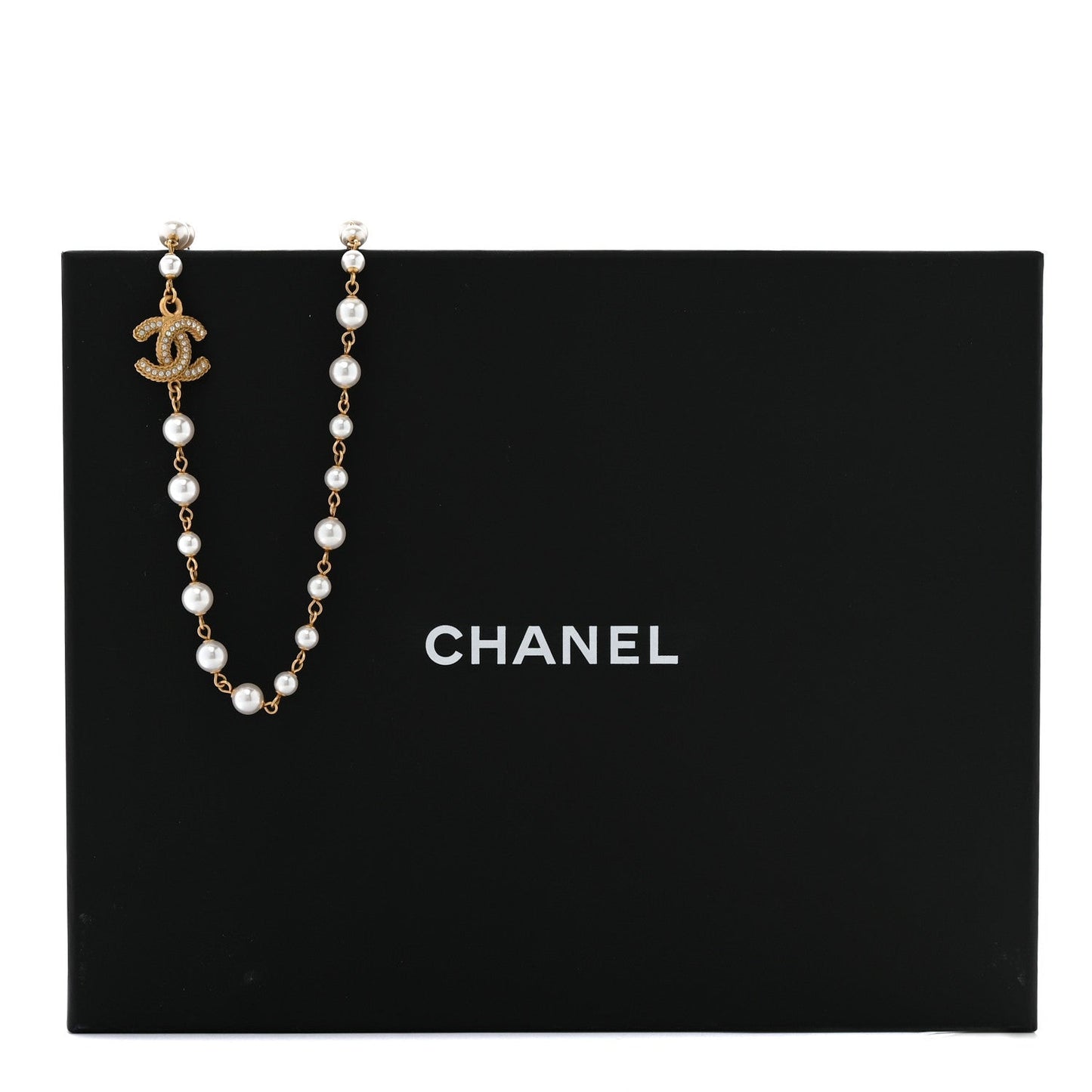 Pearl Crystal 90's Icon CC Necklace Gold