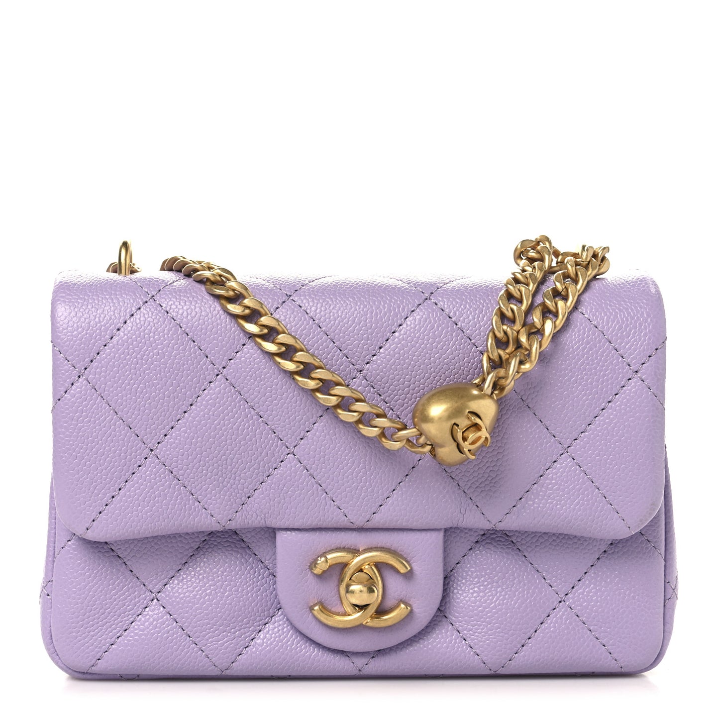 Caviar Quilted Mini Rectangular Sweetheart Flap Light Purple