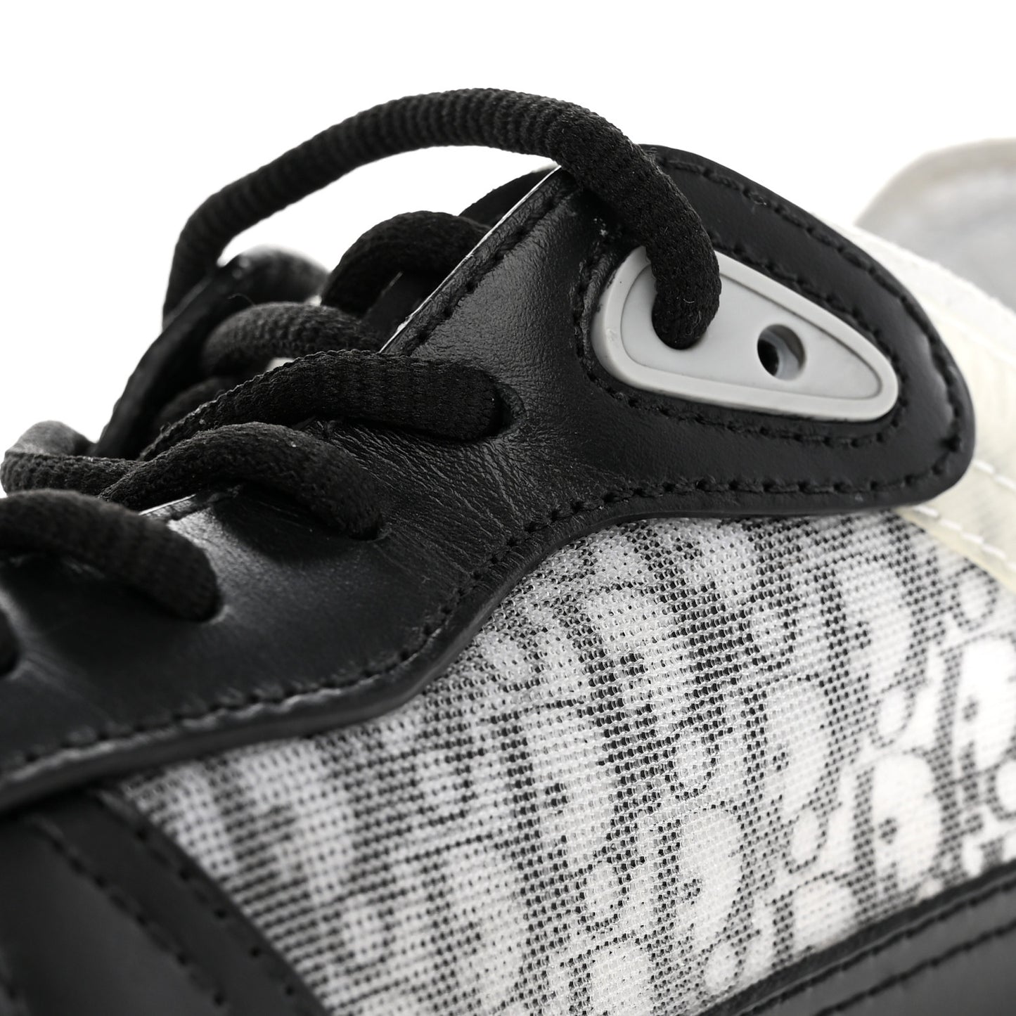 Smooth Calfskin Technical Mesh Oblique Womens B25 Runner Sneakers 39 Black Grey