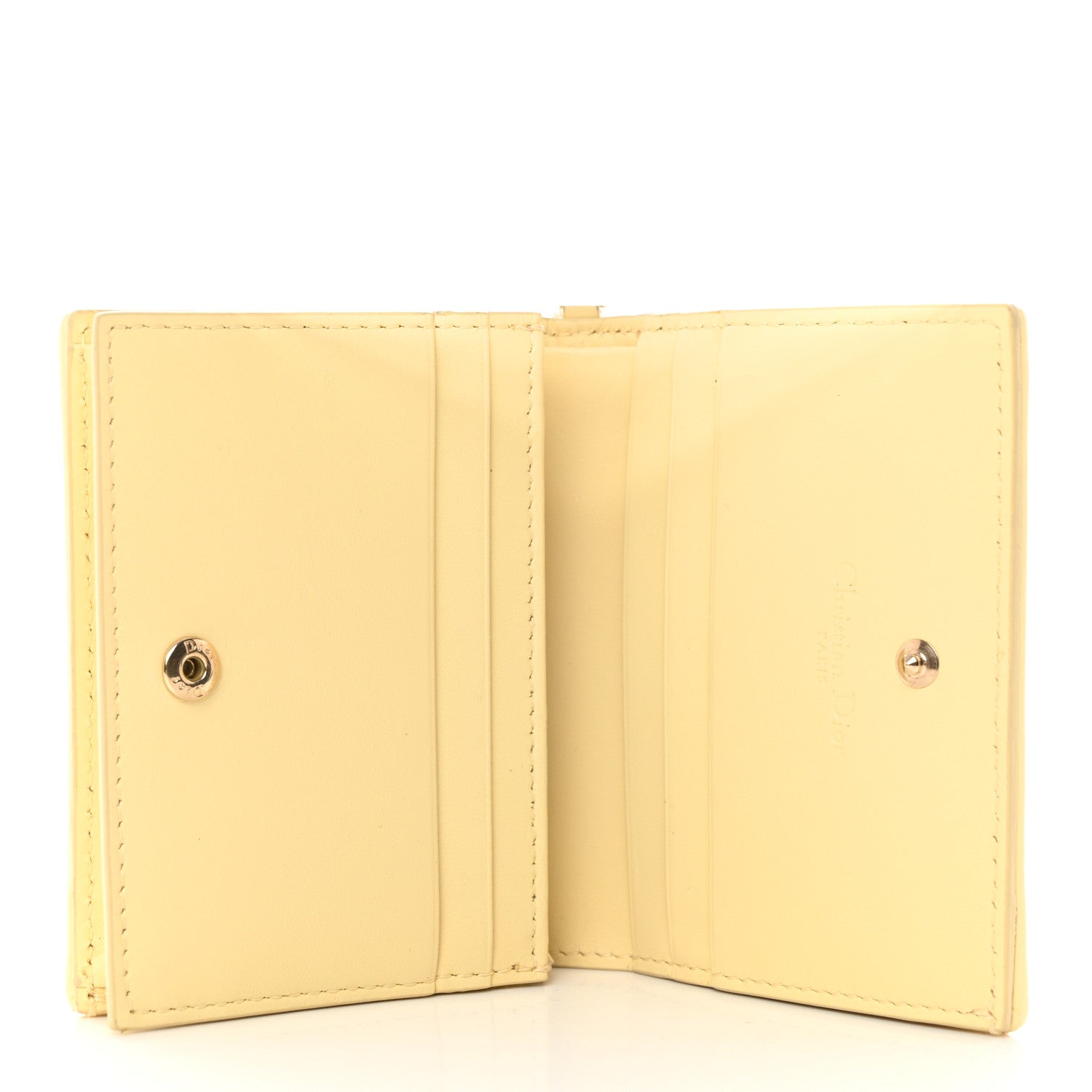 Christian Dior Lambskin Cannage Mini Lady Dior Wallet Soft Yellow 5 of 10