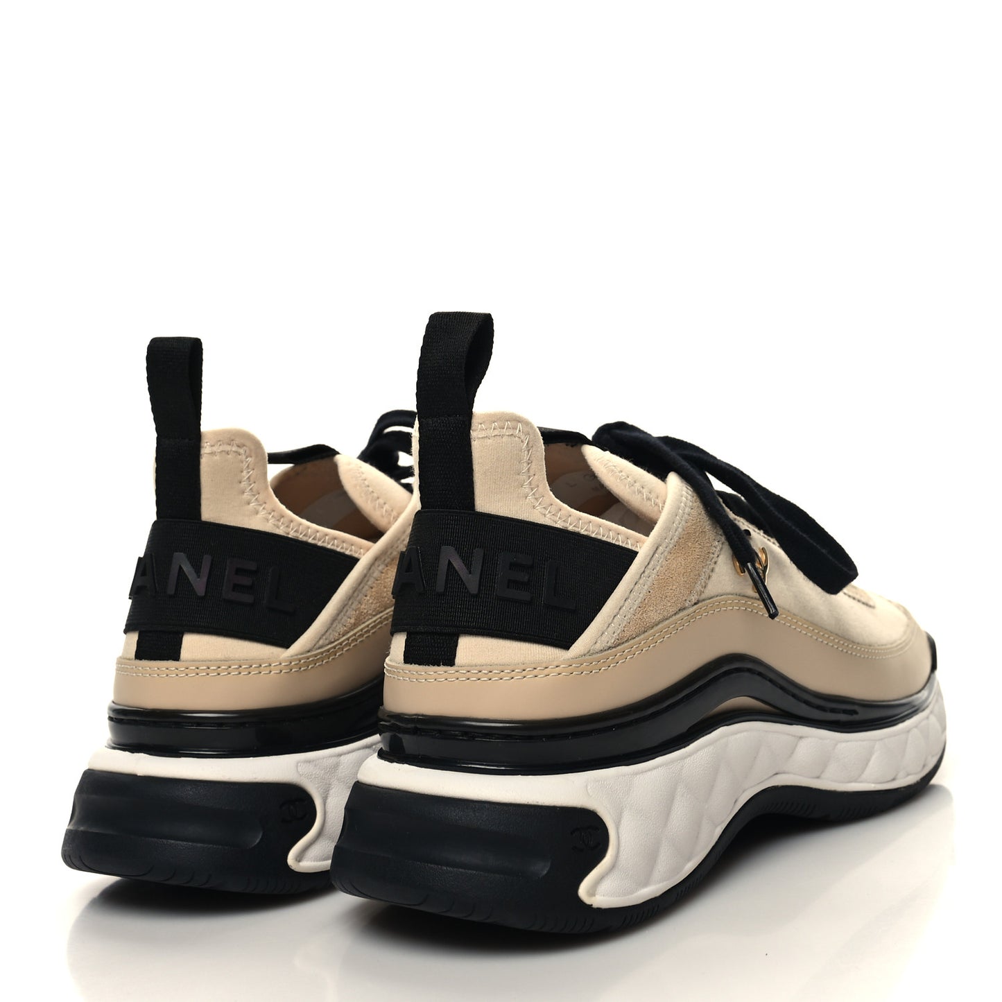 Velvet Calfskin Mixed Fibers CC Sneakers 36 Beige
