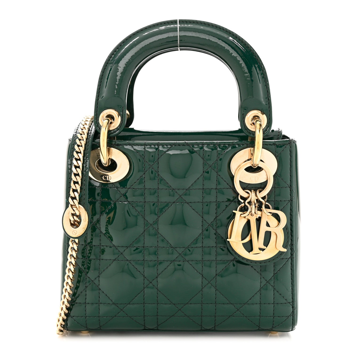 Christian Dior Patent Cannage Mini Lady Dior Dark Green 1433278