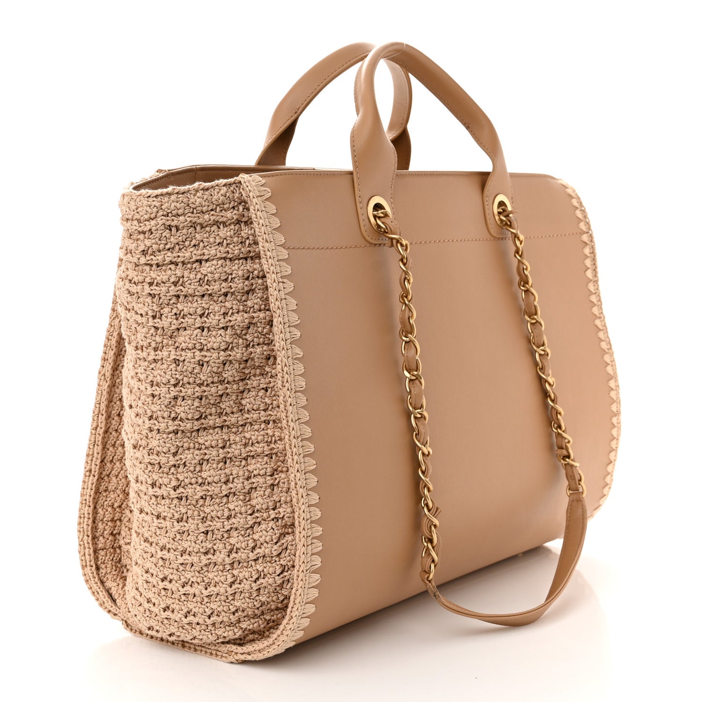 Calfskin Knit Medium Deauville Tote Beige