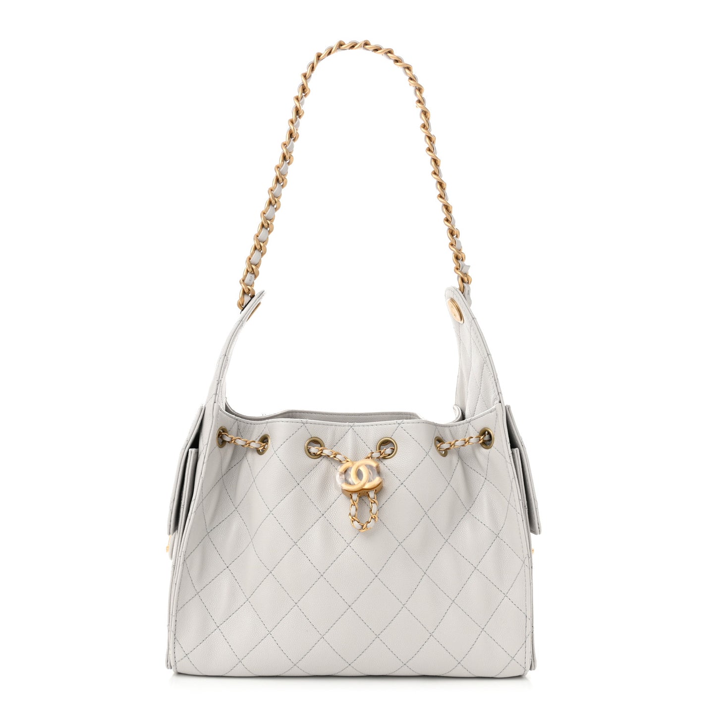 Caviar Quilted Small Chanel 25 Handbag Light Grey