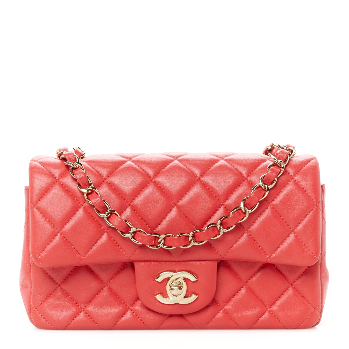 Lambskin Quilted Mini Rectangular Flap Pink