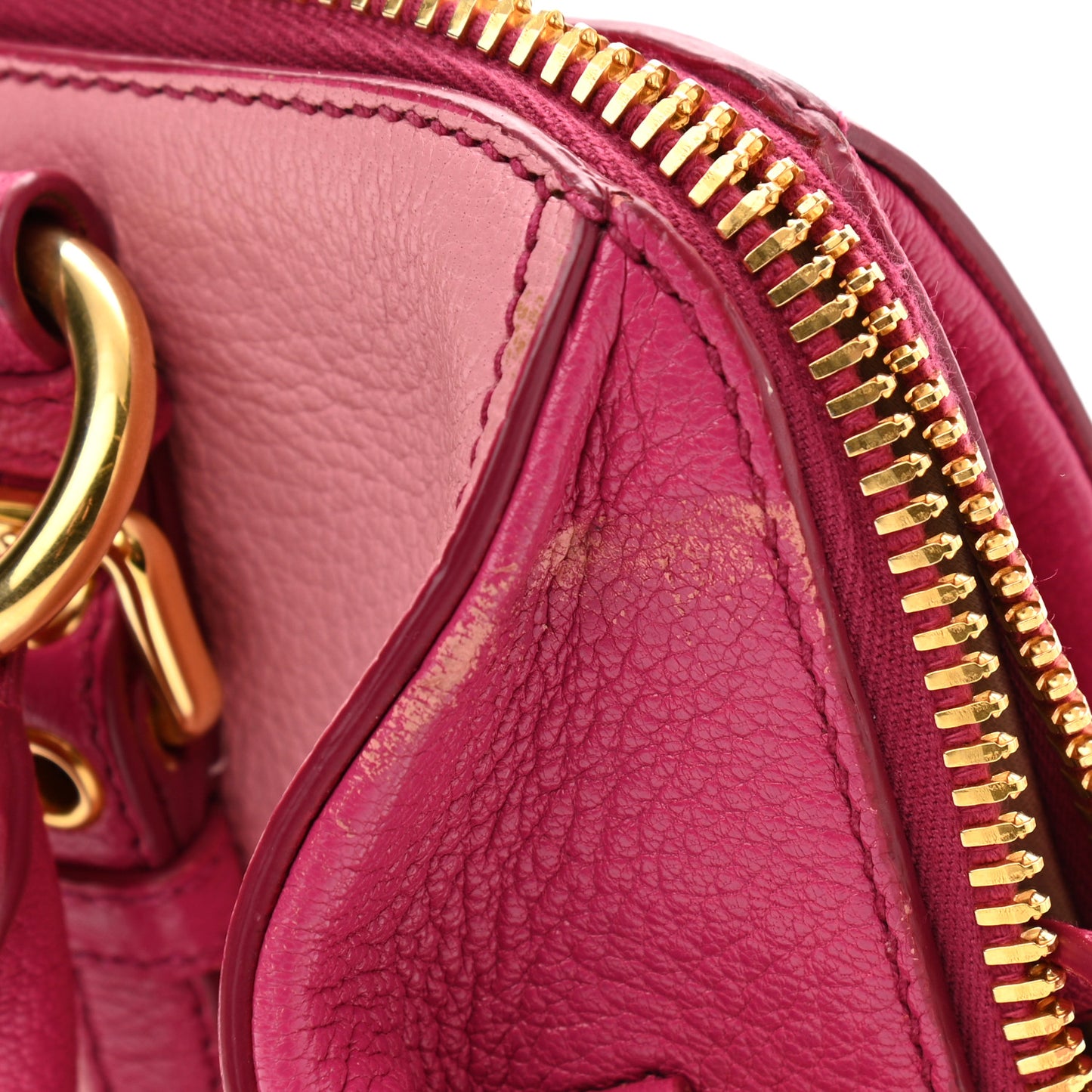 Goatskin Madras Bi-Color Bowling Bag Rosa Peonia