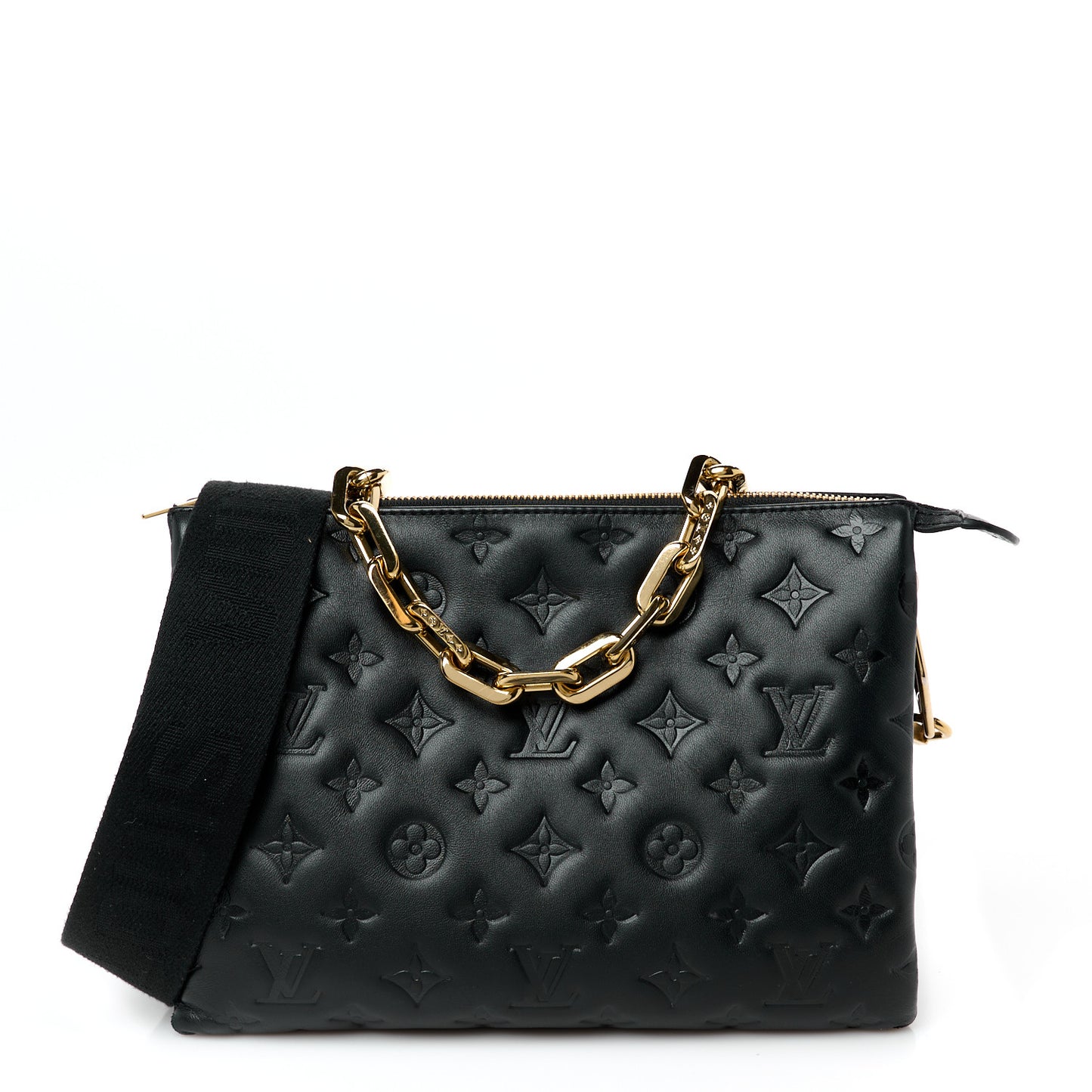 Lambskin Embossed Monogram Coussin PM Black