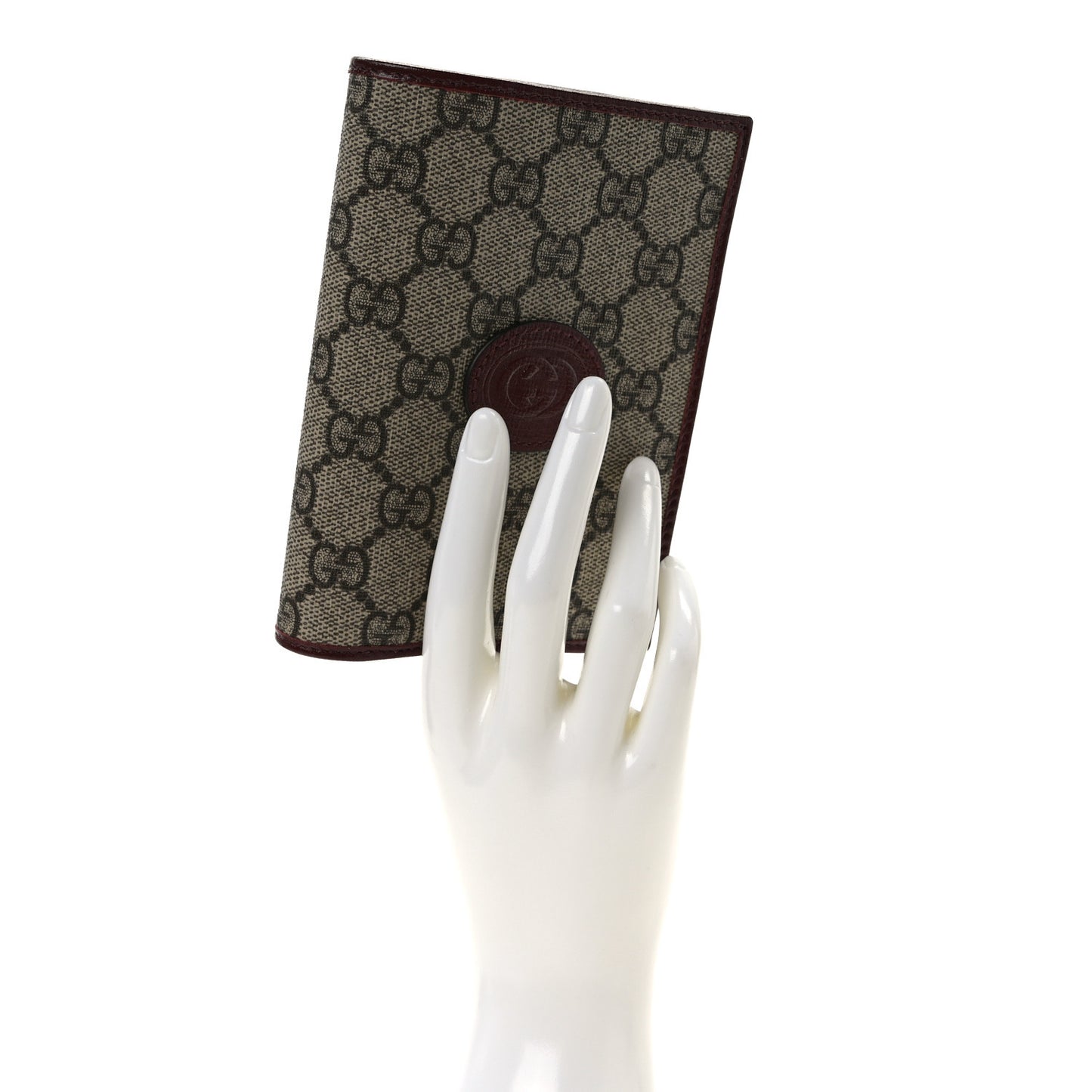 GG Supreme Monogram Azalea Calfskin Retro Interlocking G Passport Case Beige Red