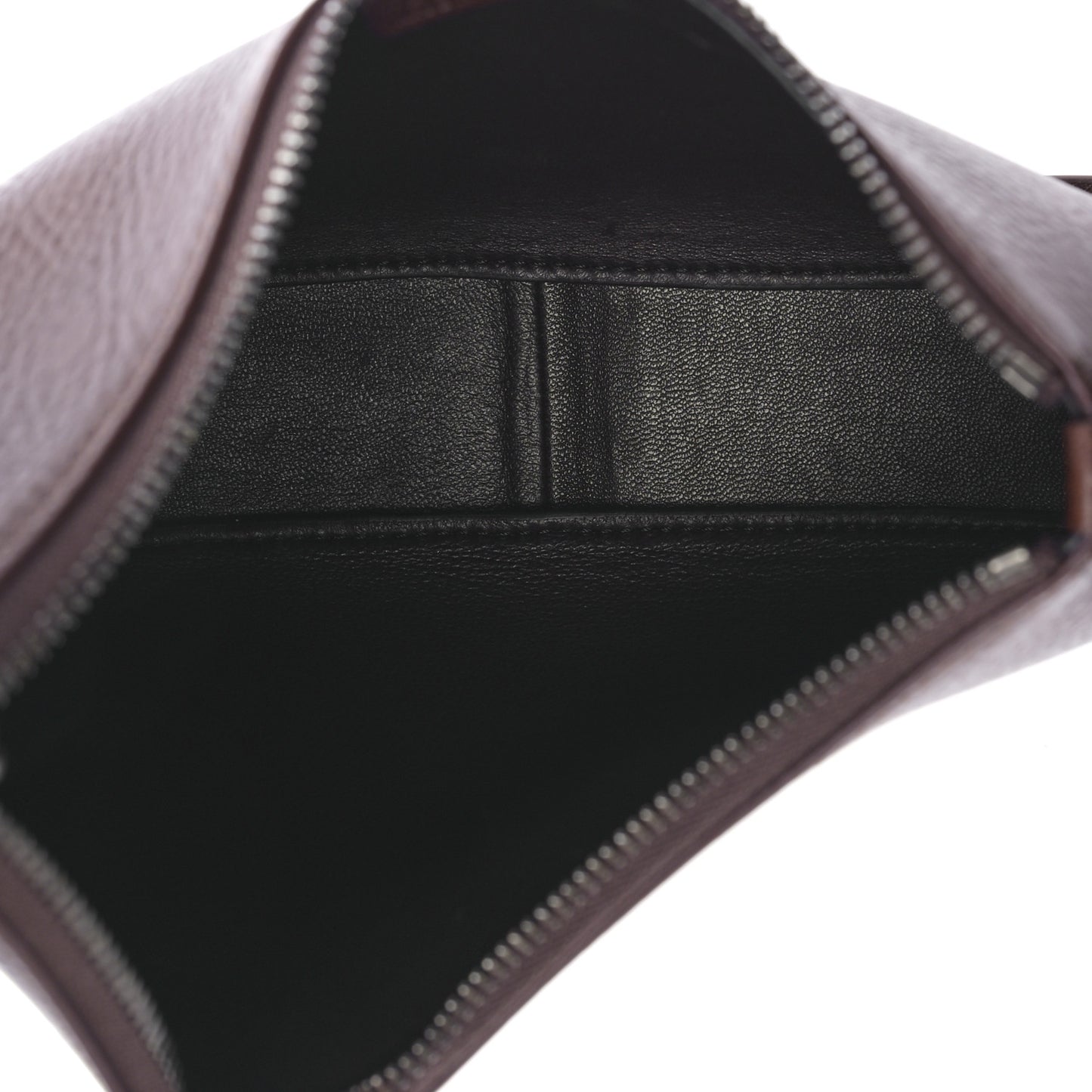 Grained Calfskin Half Moon Shoulder Bag Brown