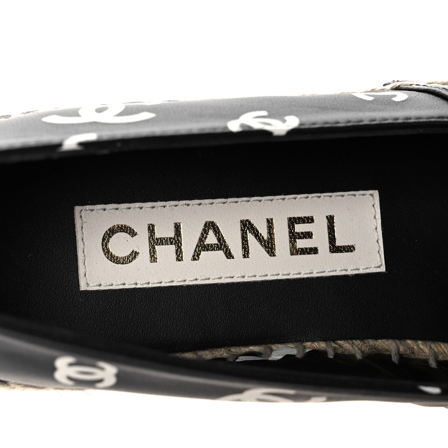 Printed Lambskin CC Espadrilles 37 Black White