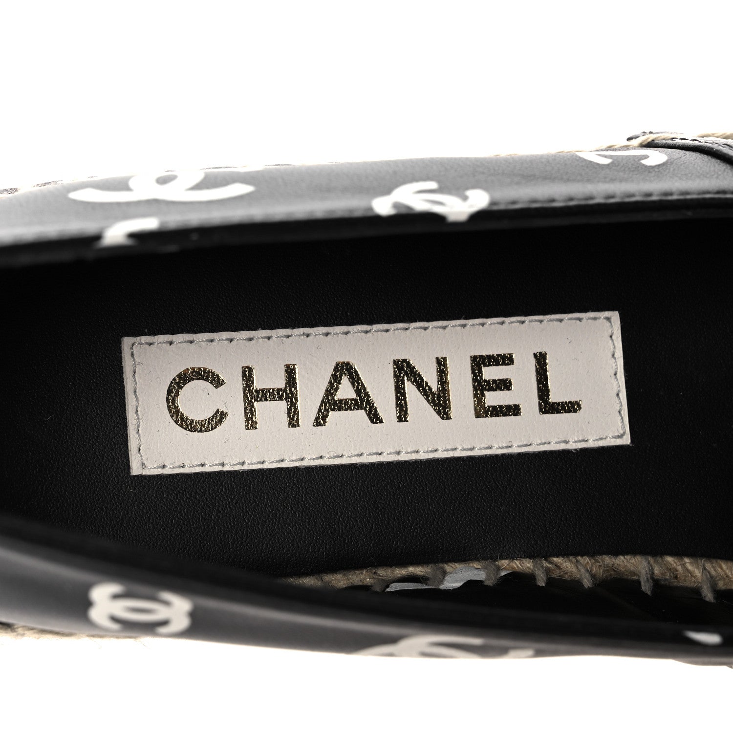 Chanel Printed Lambskin CC Espadrilles 37 Black White 8 of 10