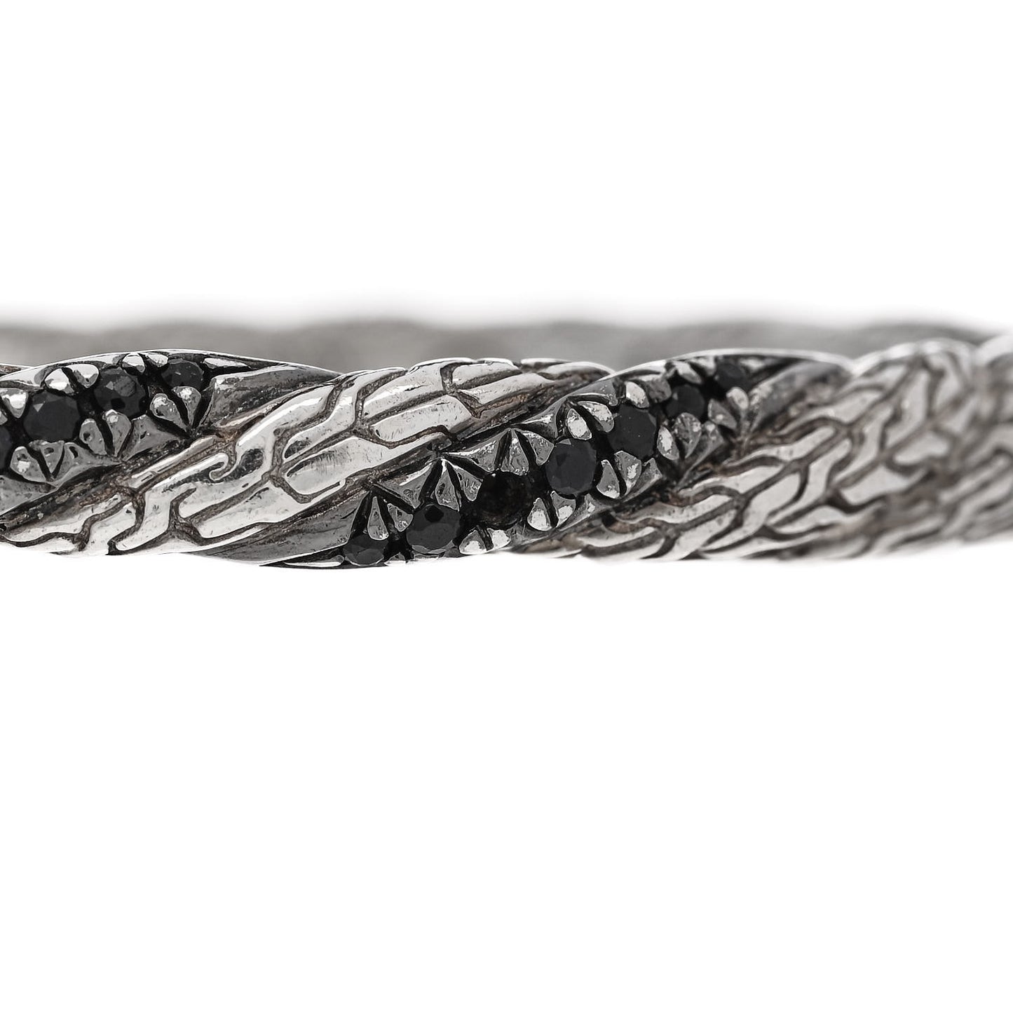 Sterling Silver Black Sapphire Slim Classic Chain Bangle Bracelet