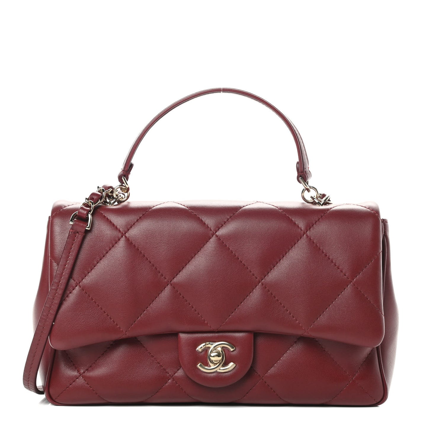 Lambskin Quilted Easy Carry Flap Burgundy