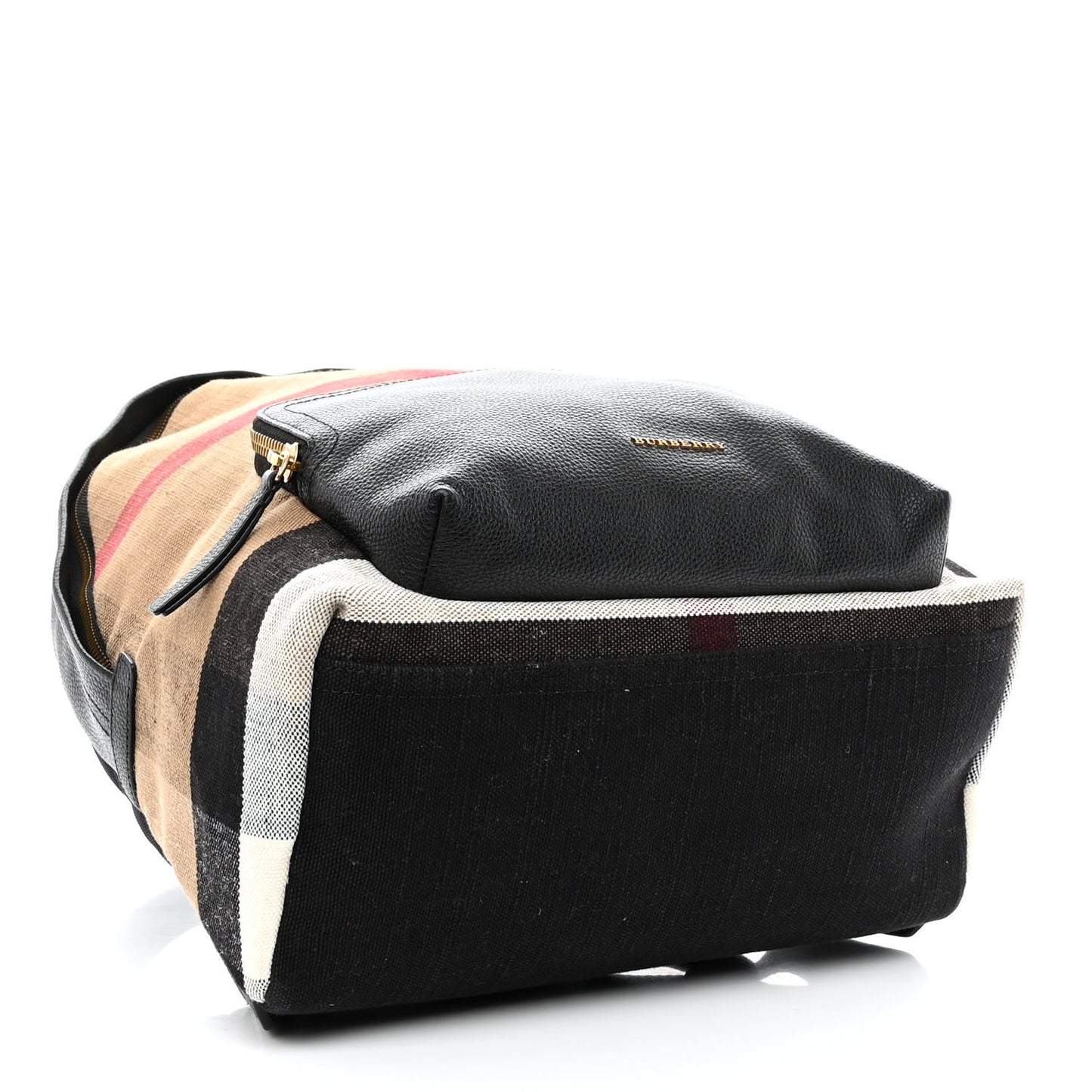 Mega Check Calfskin Abbeydale Simple Backpack Black Camel