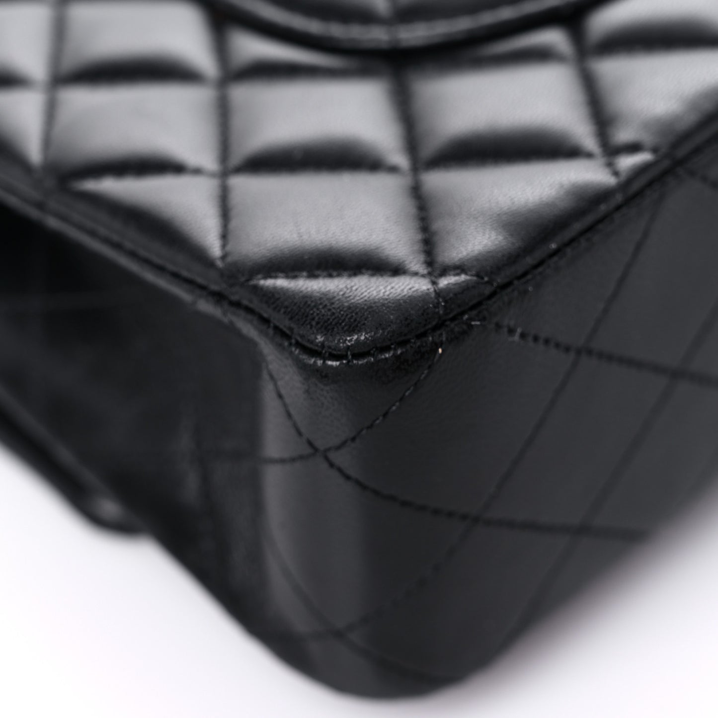 Lambskin Quilted Medium Double Flap Black