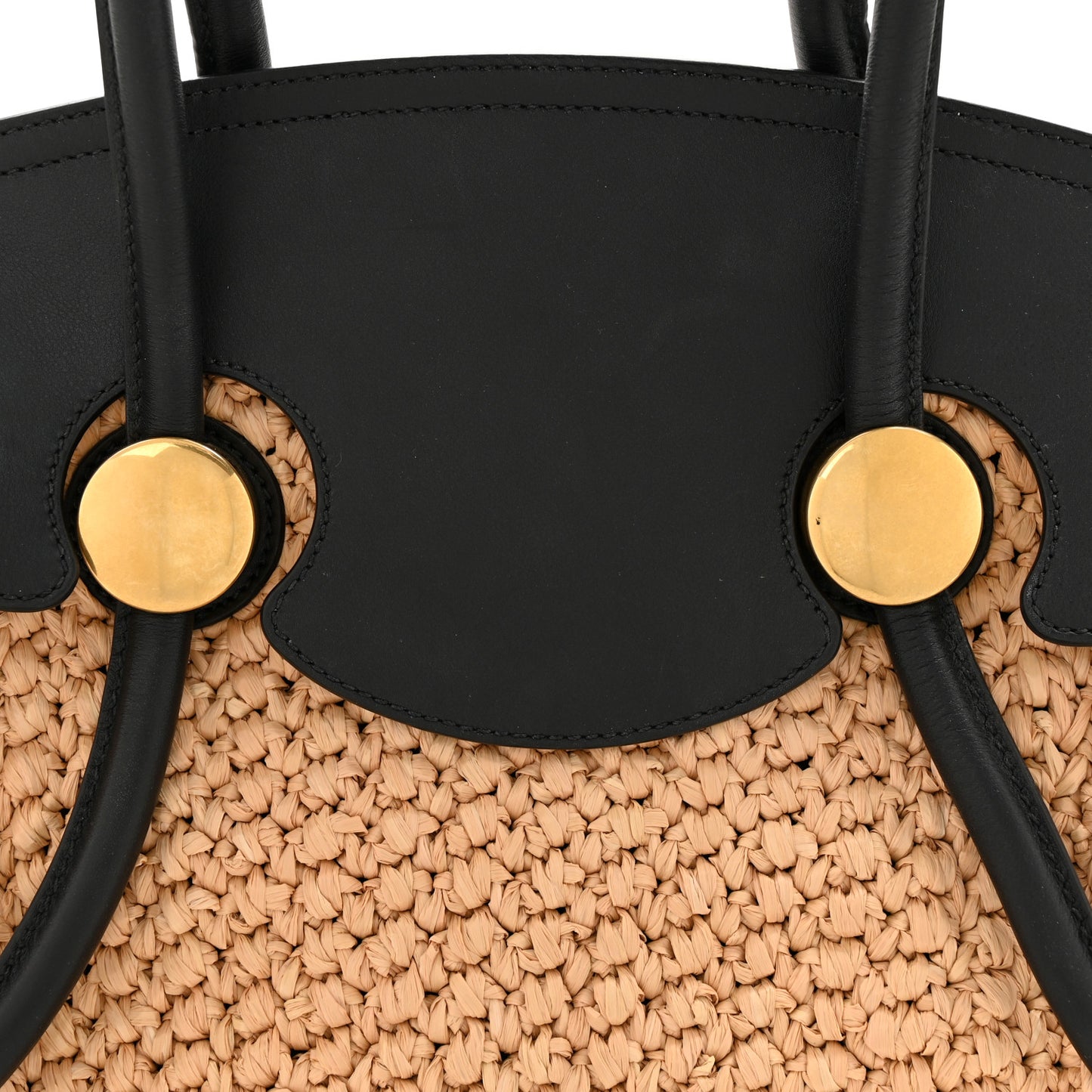 Raffia Calfskin Small Pipe Bag Sand Black