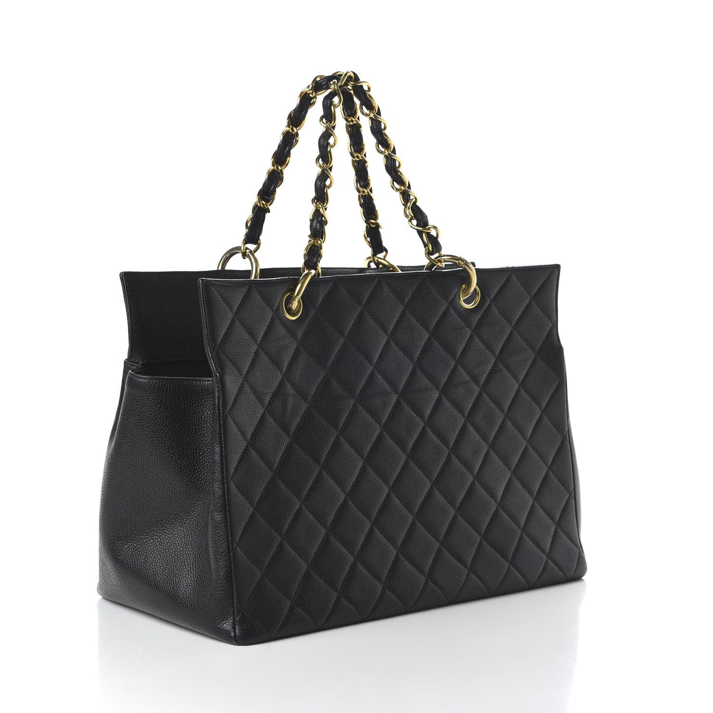 Caviar Quilted Grand Shopping Tote GST Black