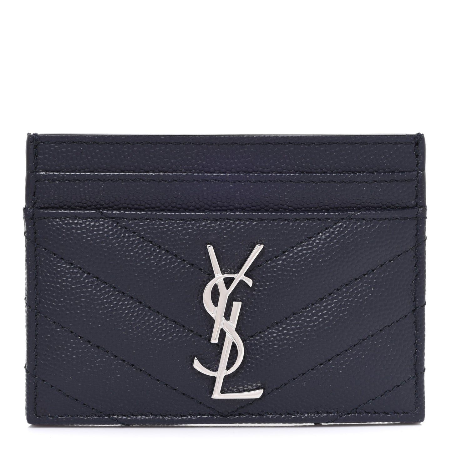 Grain De Poudre Matelasse Chevron Monogram Credit Card Case Deep Marine