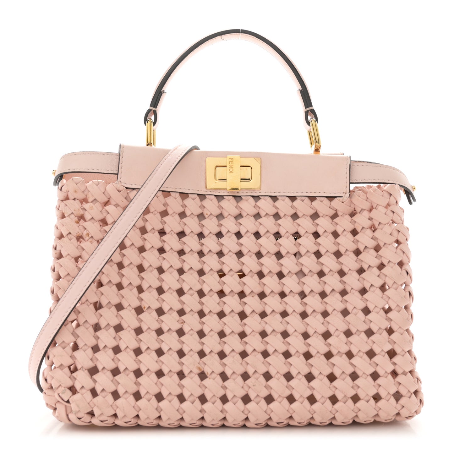 Nappa Woven Mini Peekaboo Iconic Satchel Rosa Confetto