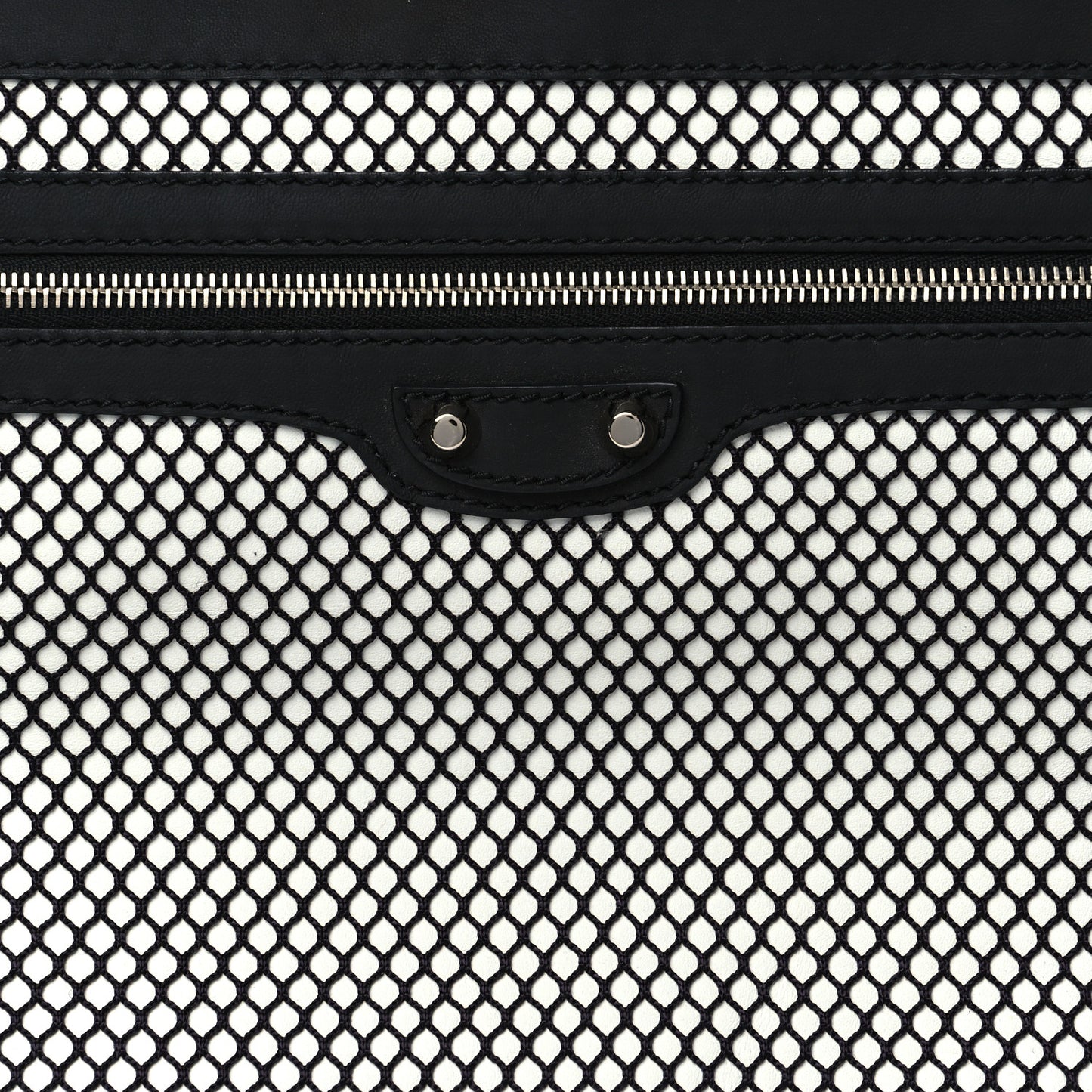 Nylon Mesh Lambskin Classic Silver Hardware Large Clip White Black