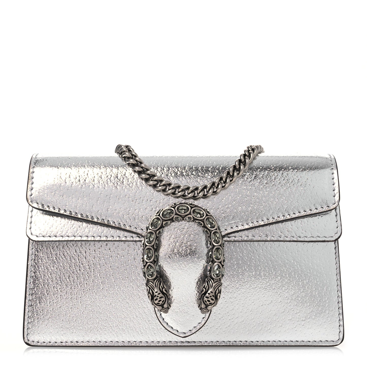 Metallic Calfskin Super Mini Dionysus Shoulder Bag Silver