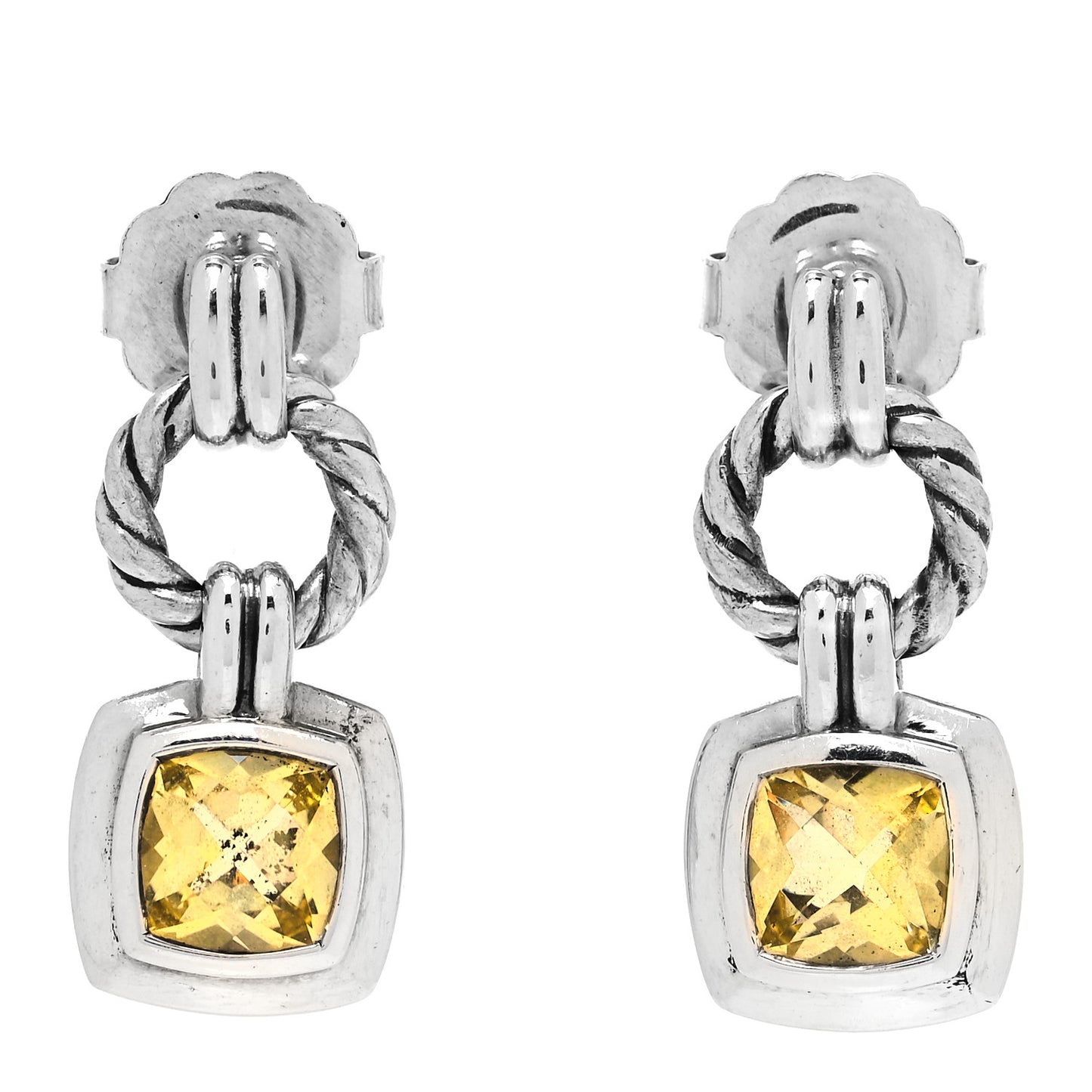 Sterling Silver Lemon Citrine 7mm Renaissance Drop Earrings