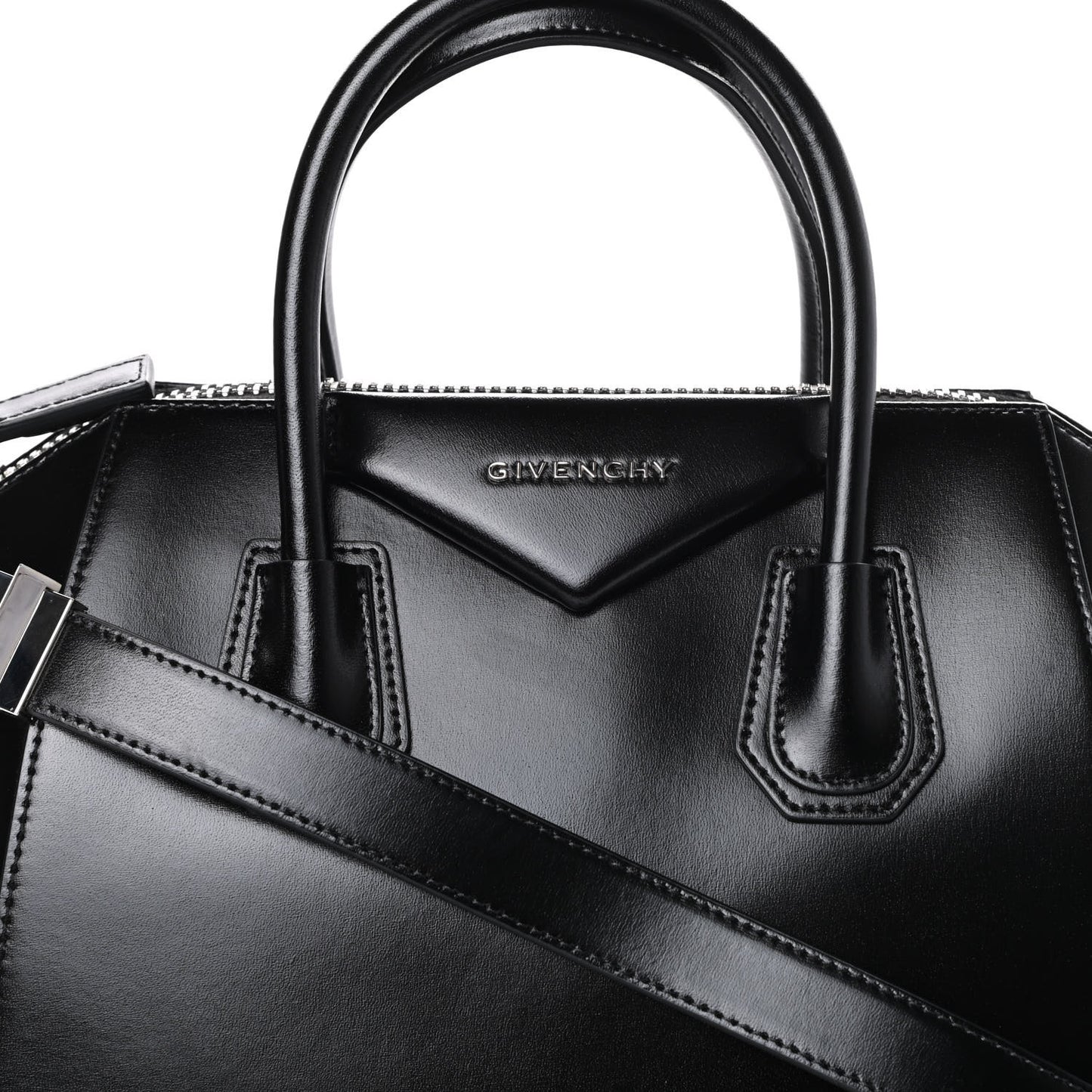 Shiny Lord Calfskin Small Antigona Black