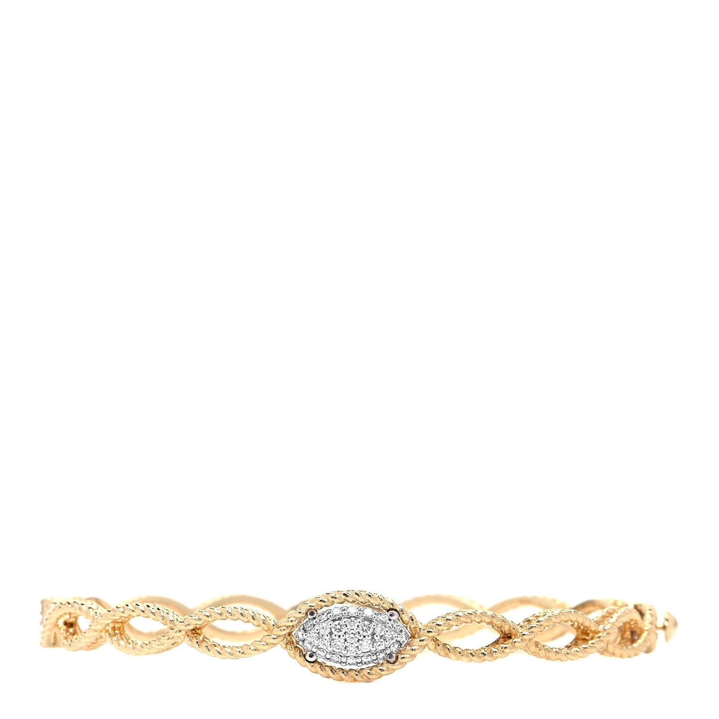 18K Yellow Gold Diamond Barocco Braided Bangle Bracelet