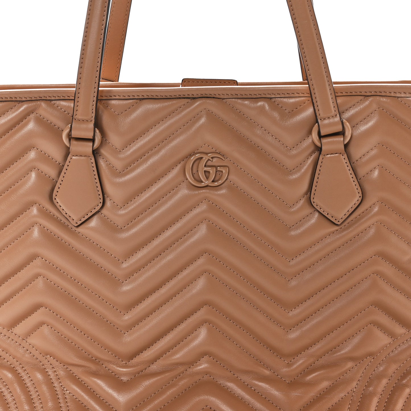 Calfskin Matelasse Monochrome GG Marmont Large Tote Camelia