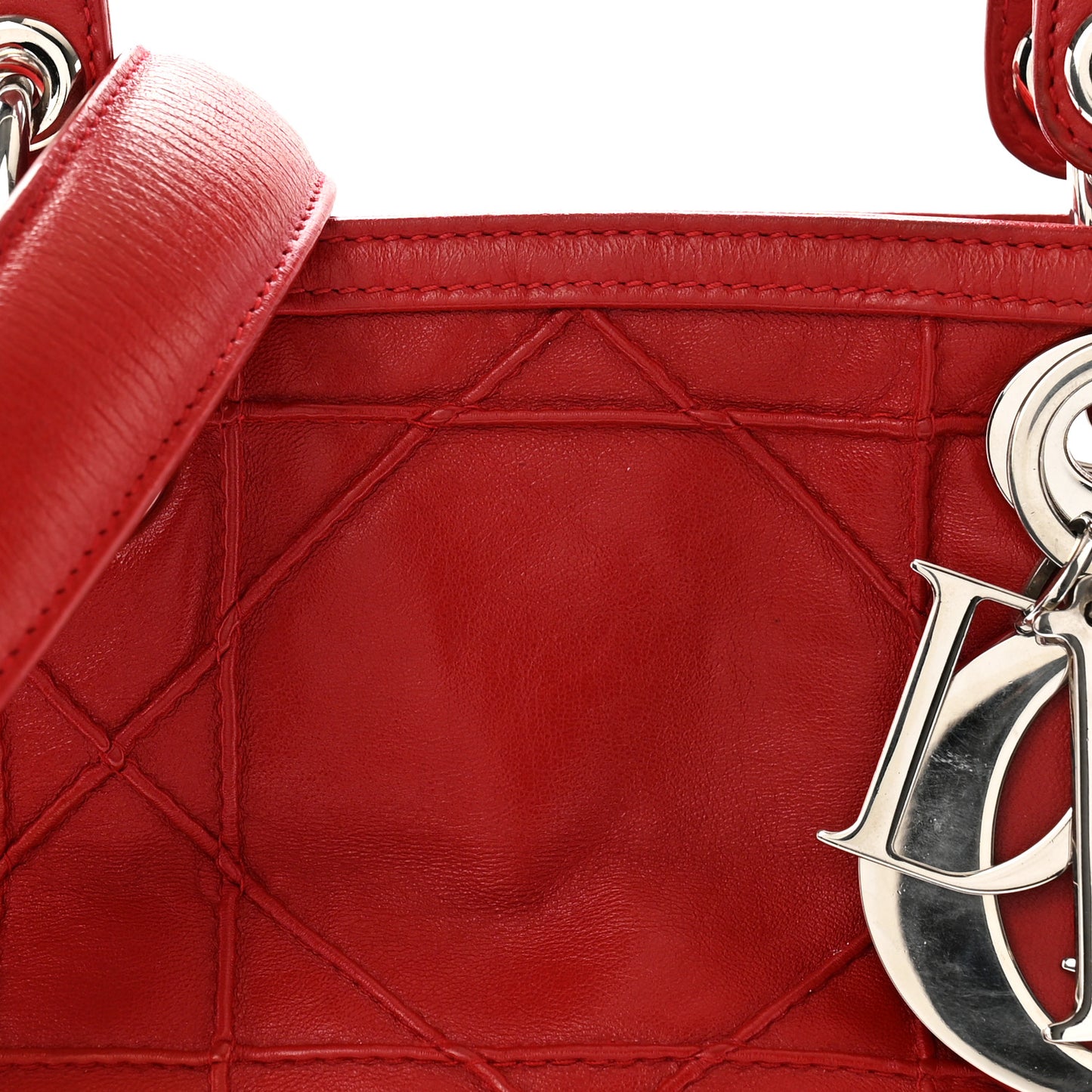 Lambskin Cannage Medium Granville Tote Red