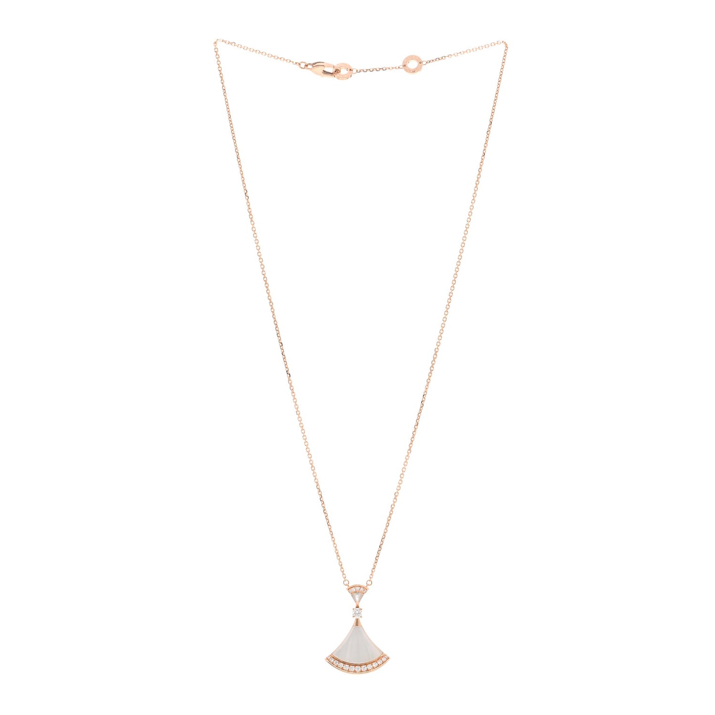 18K Rose Gold Diamond Large Mother of Pearl Divas' Dream Pendant Necklace