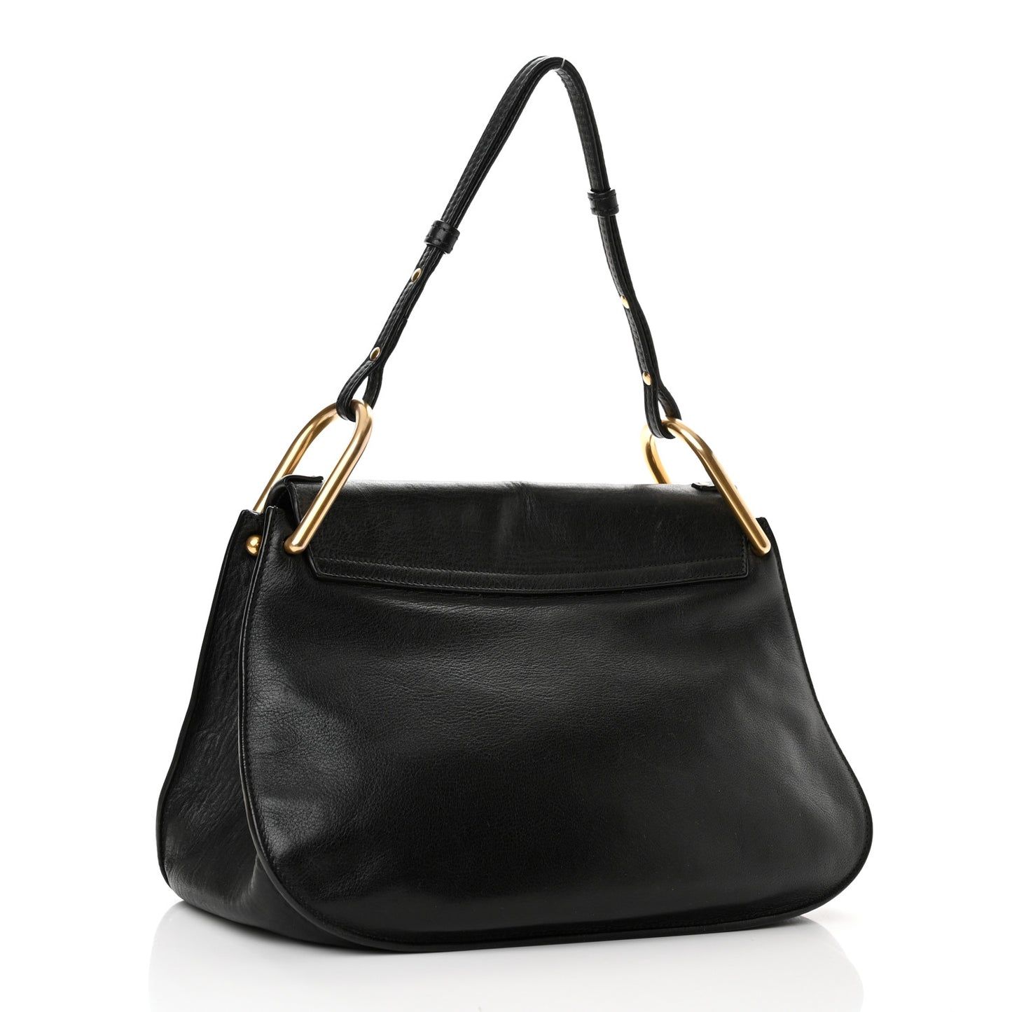 Calfskin Studded Medium Hudson Double Carry Shoulder Bag Black