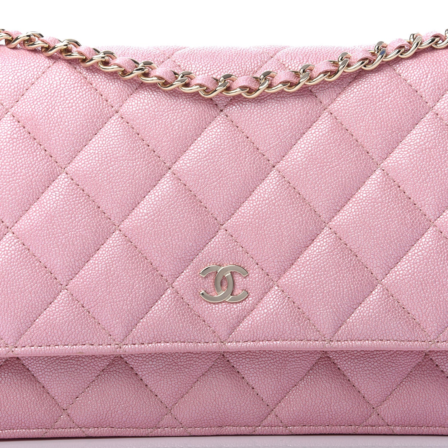 Chanel Iridescent Caviar Quilted Wallet on Chain WOC Rose Pink 11 of 11